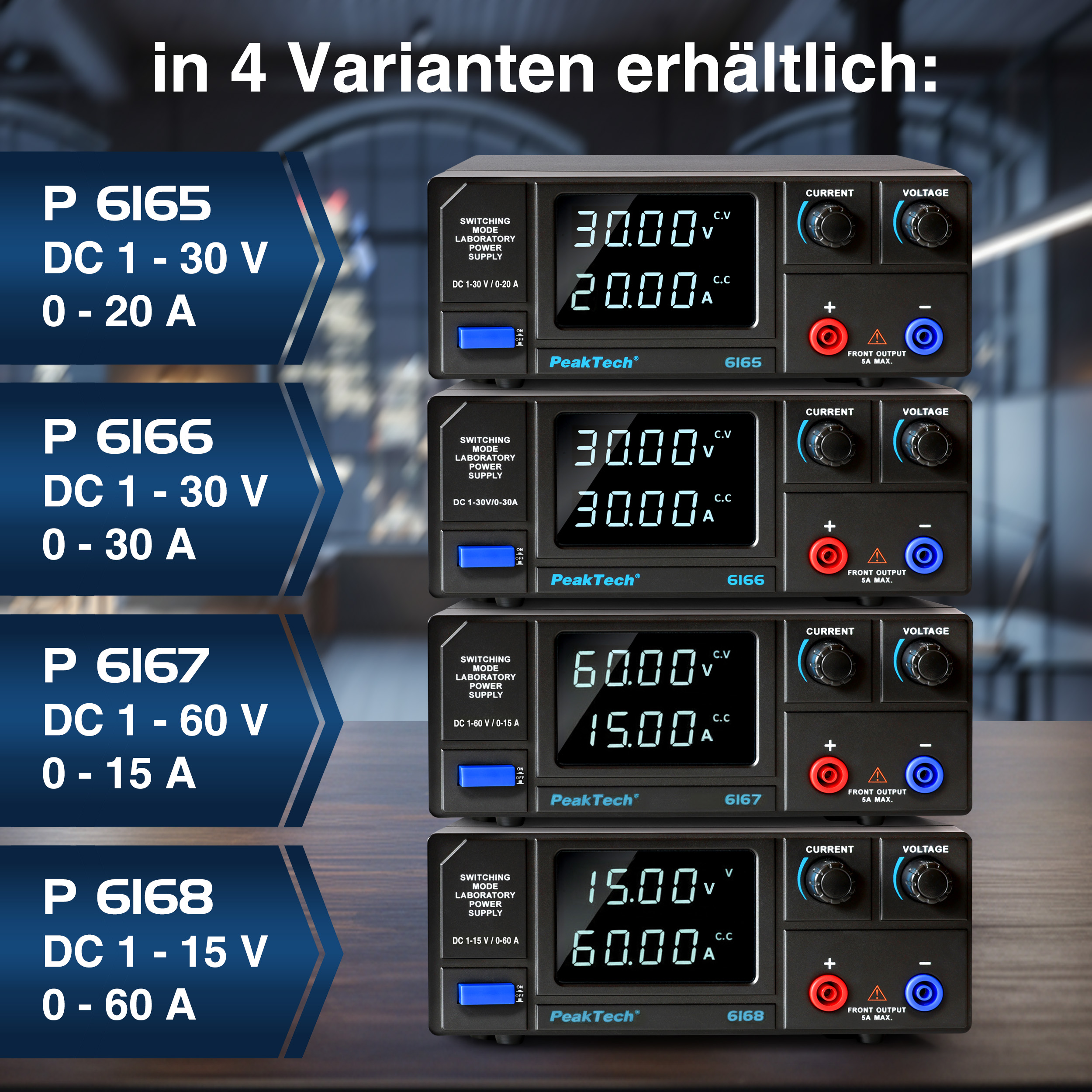 «PeakTech® P 6166» DC Schaltnetzgerät ~ 1 - 30V / 0 - 30A