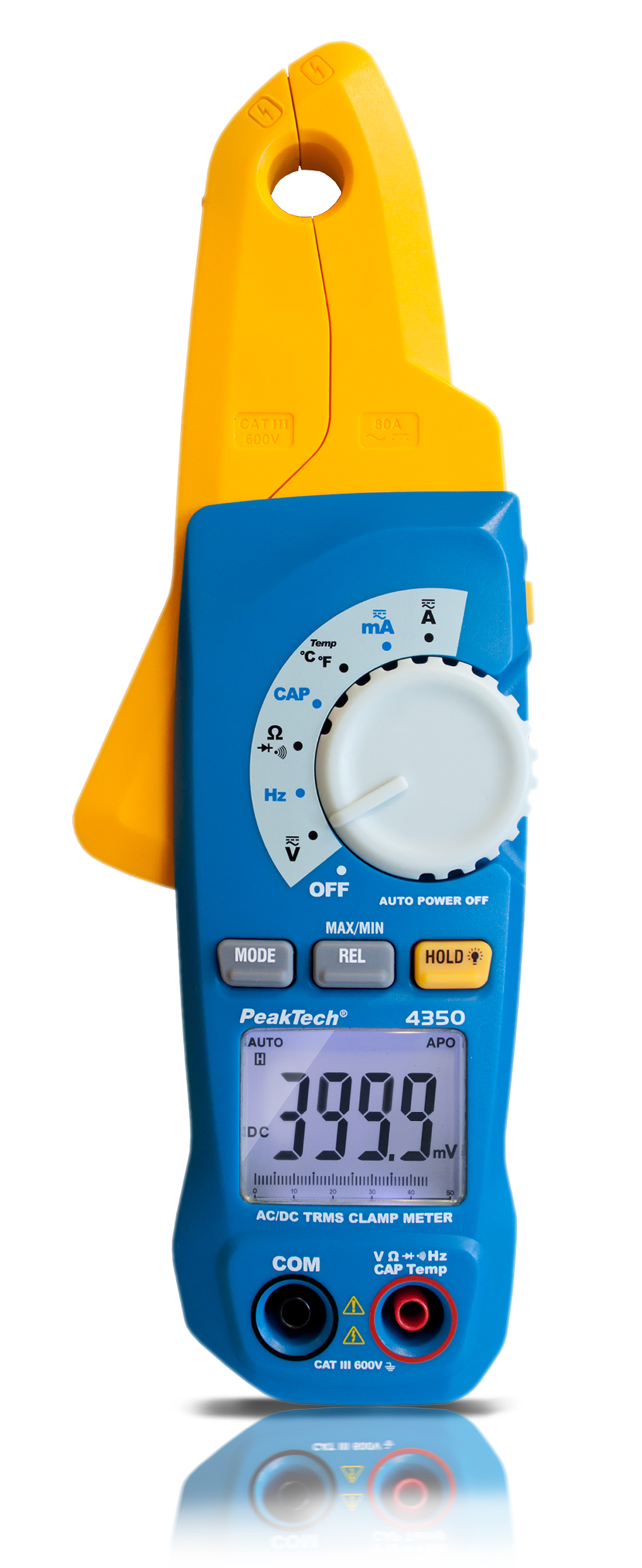 «PeakTech® P 4350» TRMS Current Clamp Meter, 4.000 Counts, 80 A AC/DC