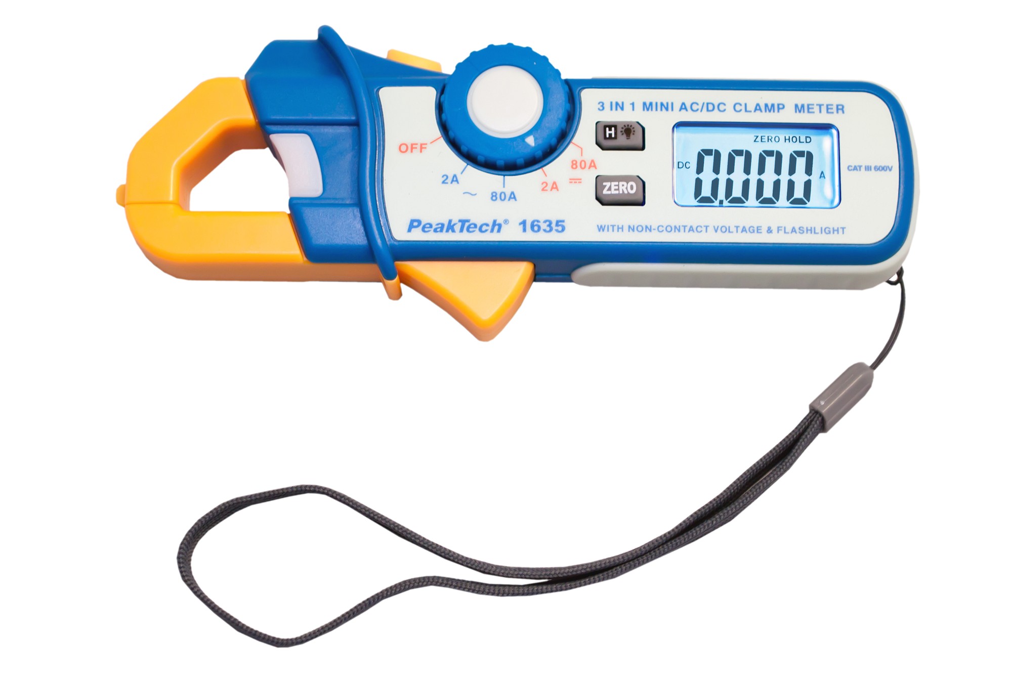 «PeakTech® P 1635» Leakage current clamp 2/80 A AC/DC, 1mA resolution