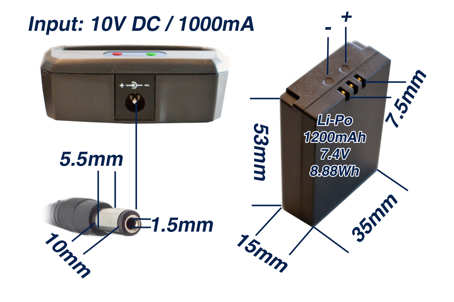 "PeakTech® P 3440 BC" Ładowarka i zapasowa bateria do PeakTech 3440