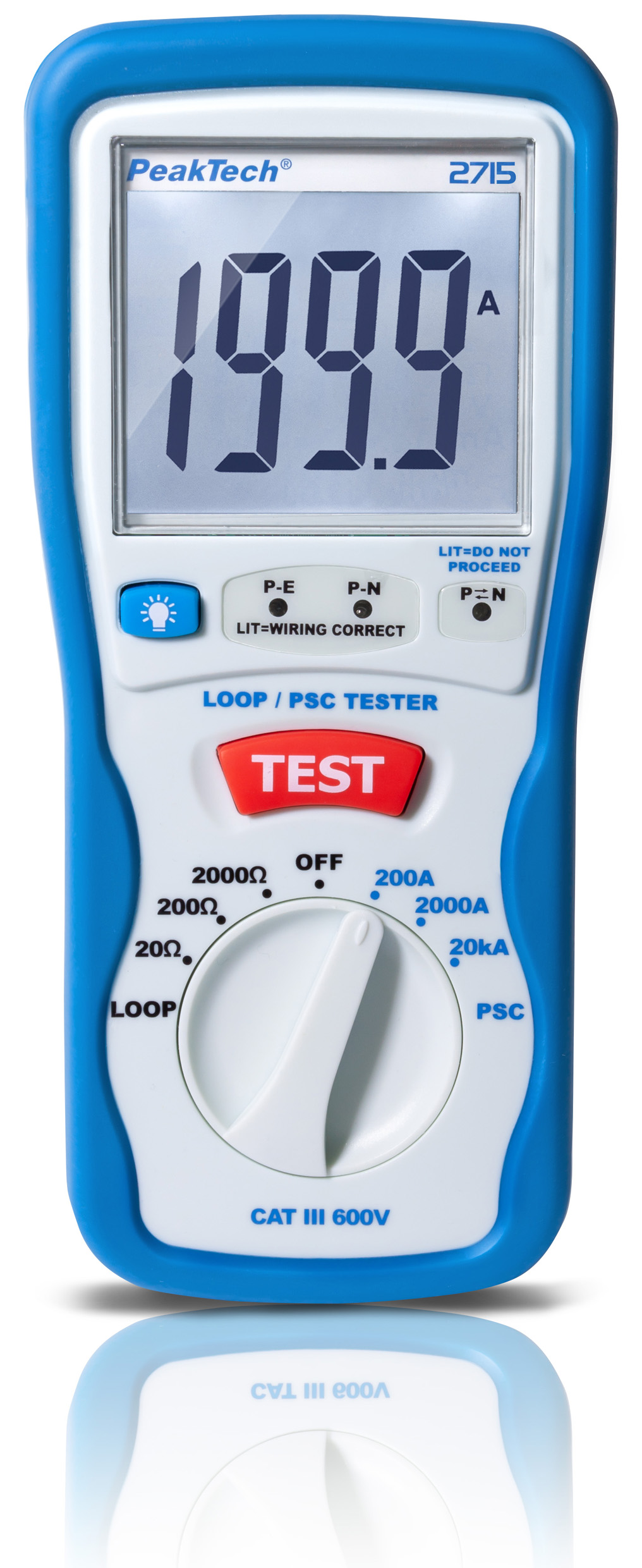 «PeakTech® P 2715» Medidor de impedancia LOOP Digital/ bucle PSC