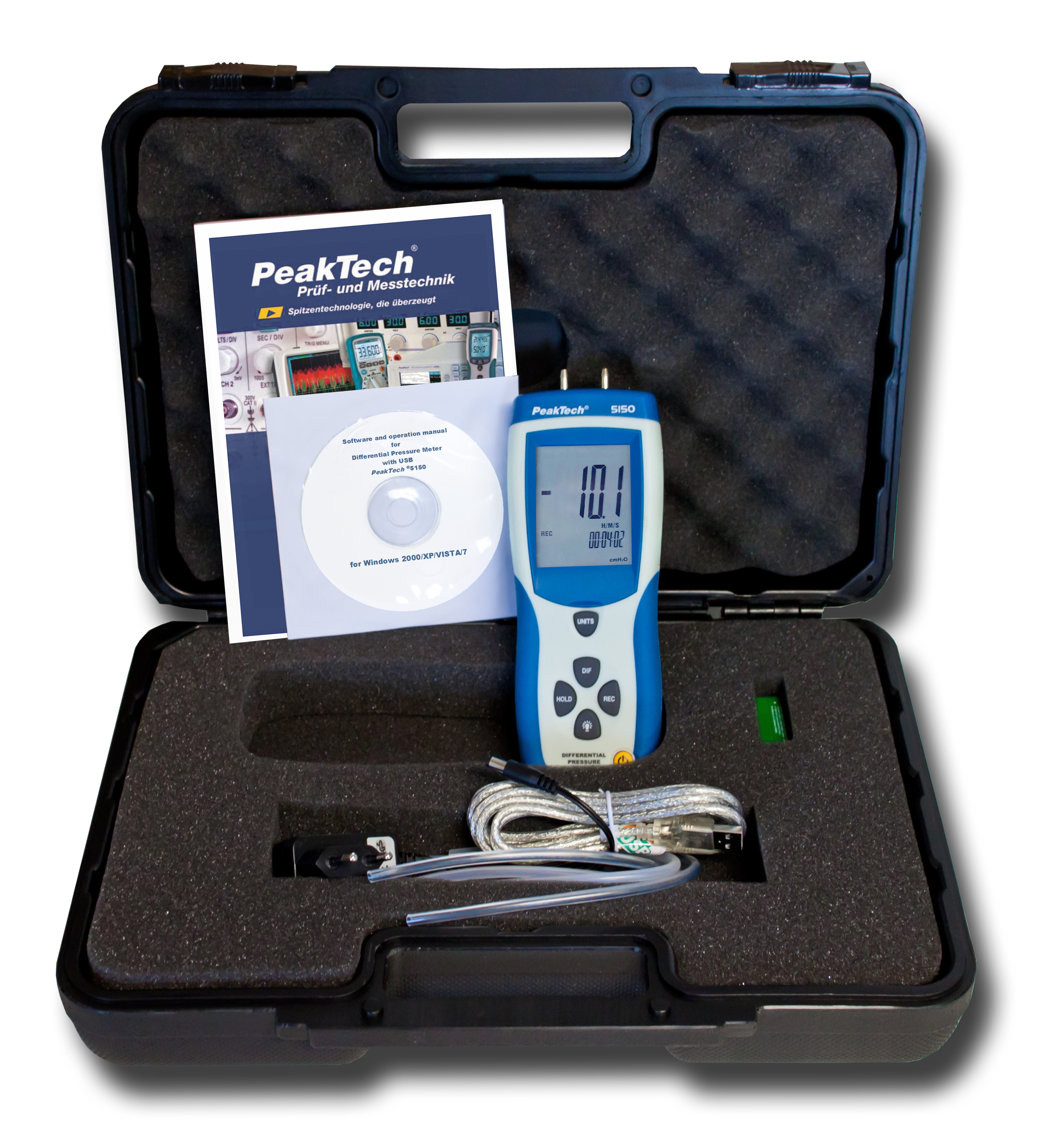 «PeakTech® P 5150» Differential Pressure Meter with USB