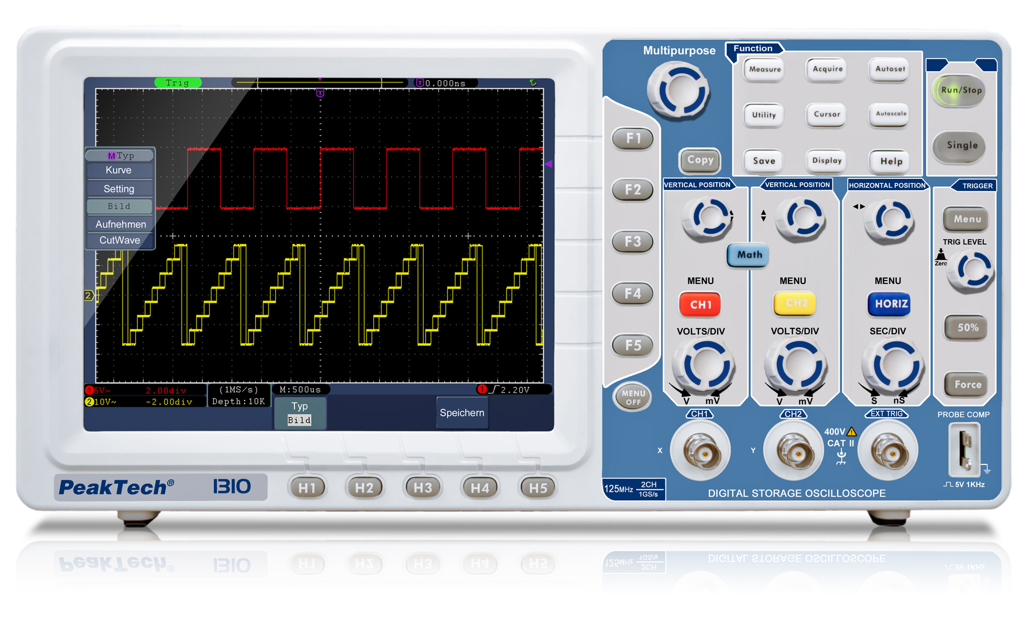 «PeakTech® P 1310» 125 MHz / 2 CH, 1 GS/s Digitalspeicheroszilloskop