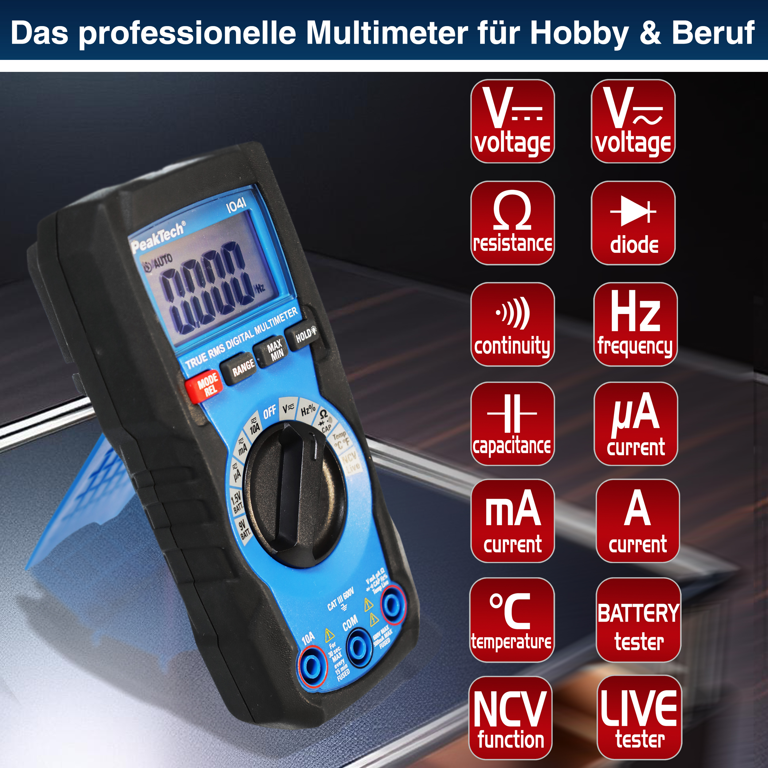 «PeakTech® P 1041» Multimètre TrueRMS 4000 compteur gamme automatique