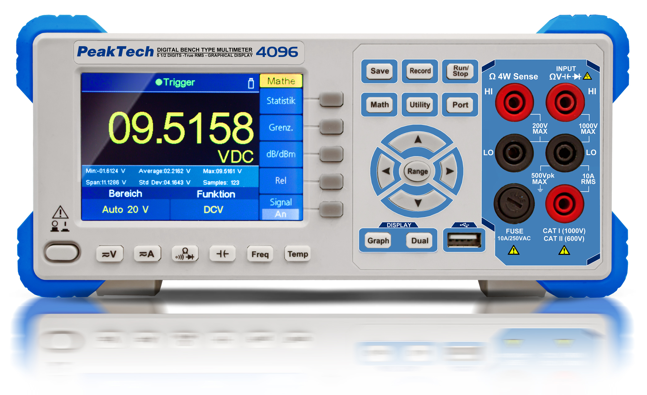 «PeakTech® P 4096» Multimetro grafico da banco, 200.000 conteggi, TFT