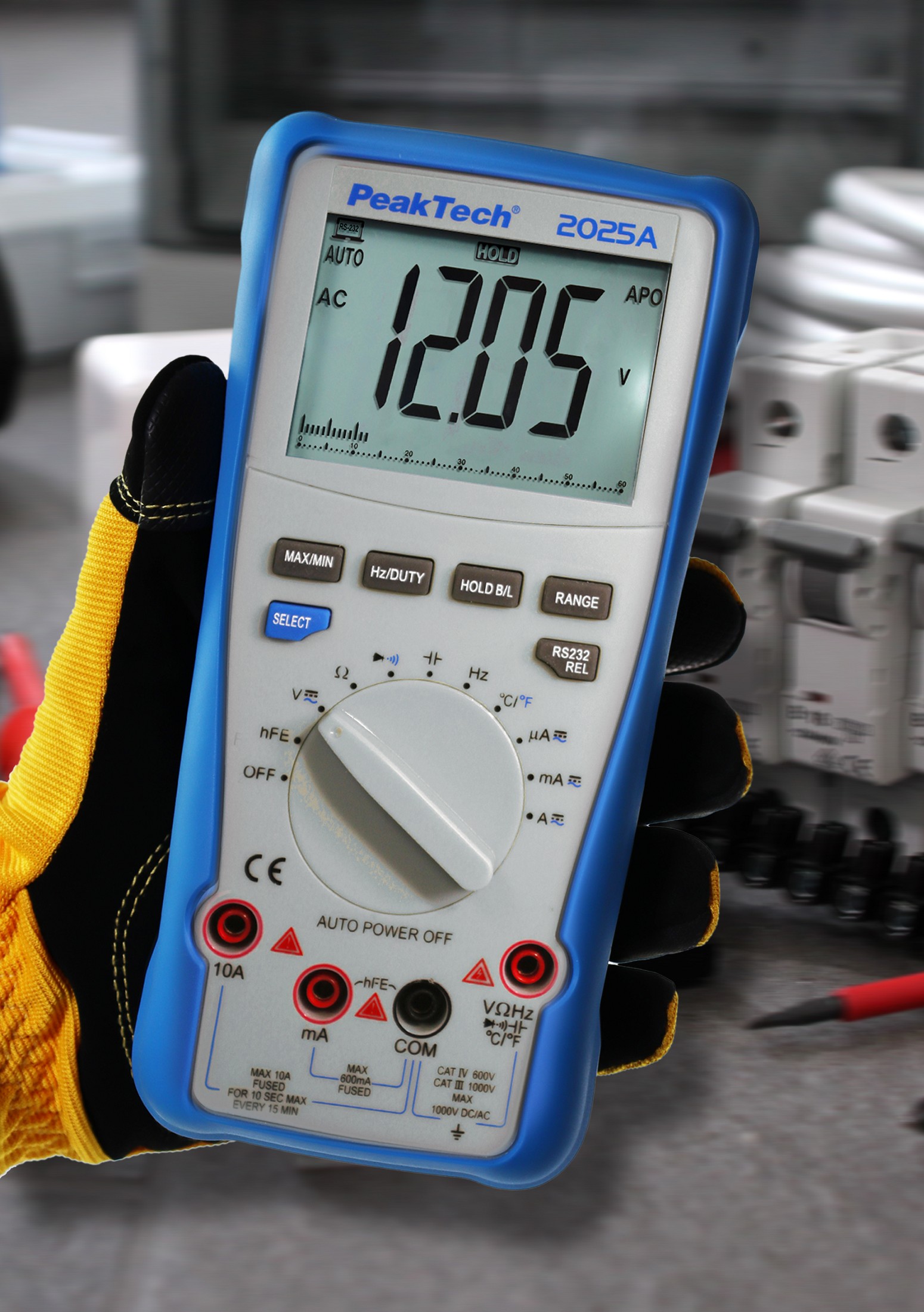 «PeakTech® P 2025 A» True RMS digital multimeter ~ 6.000 Counts ~ 1000V AC/DC ~ 10A AC/DC ~ USB