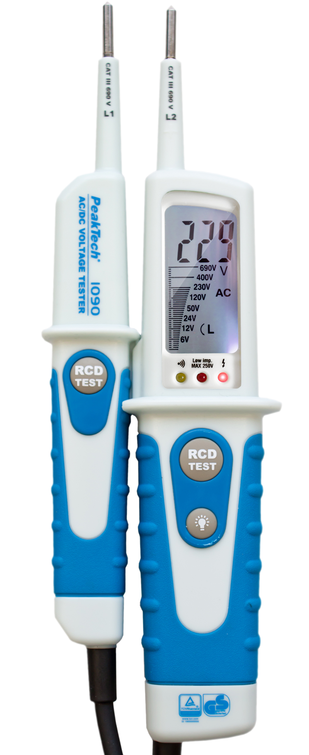 «PeakTech® P 1090» Tester di tensione AC/DC, RCD-Tester e display LCD