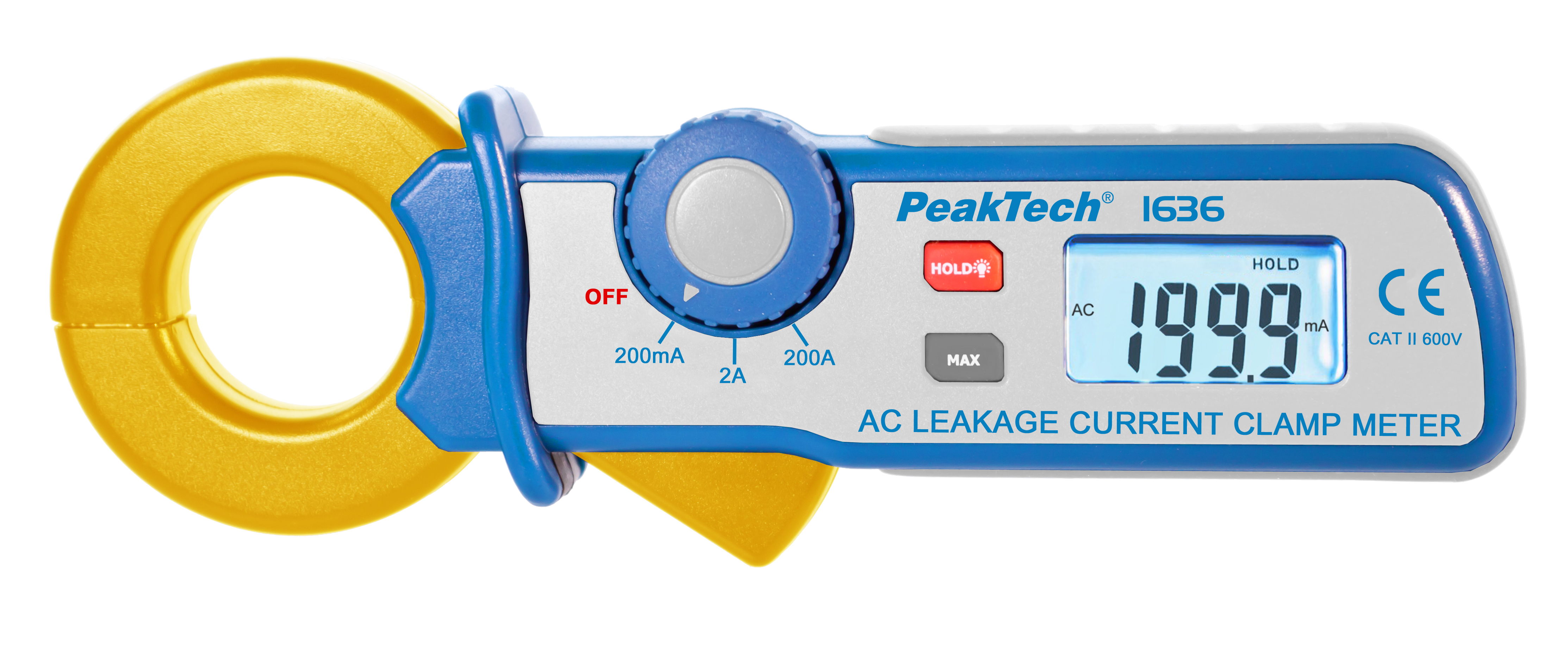 «PeakTech® P 1636» Pinza amperimétrica de fugas resolución de 100 µA