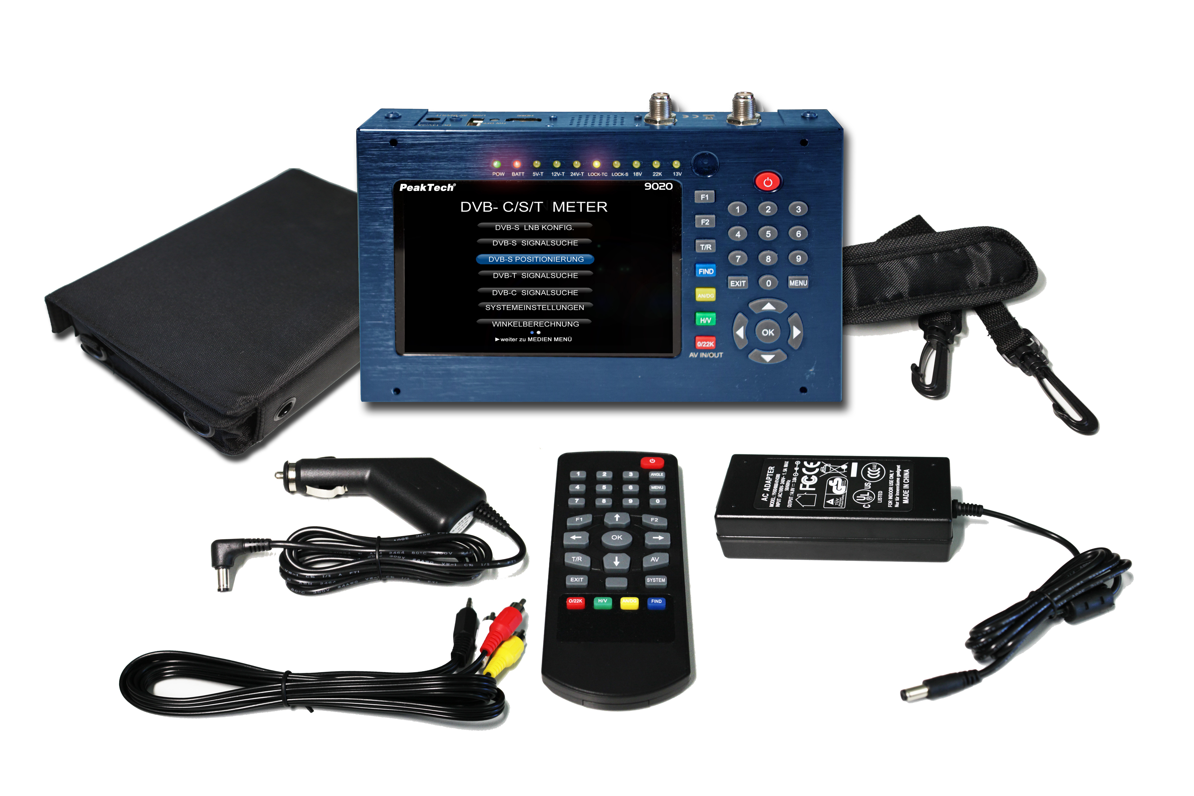 «PeakTech® P 9020» DVB-C/S2/T2 Meter with 5"; Display and H.264 Codec