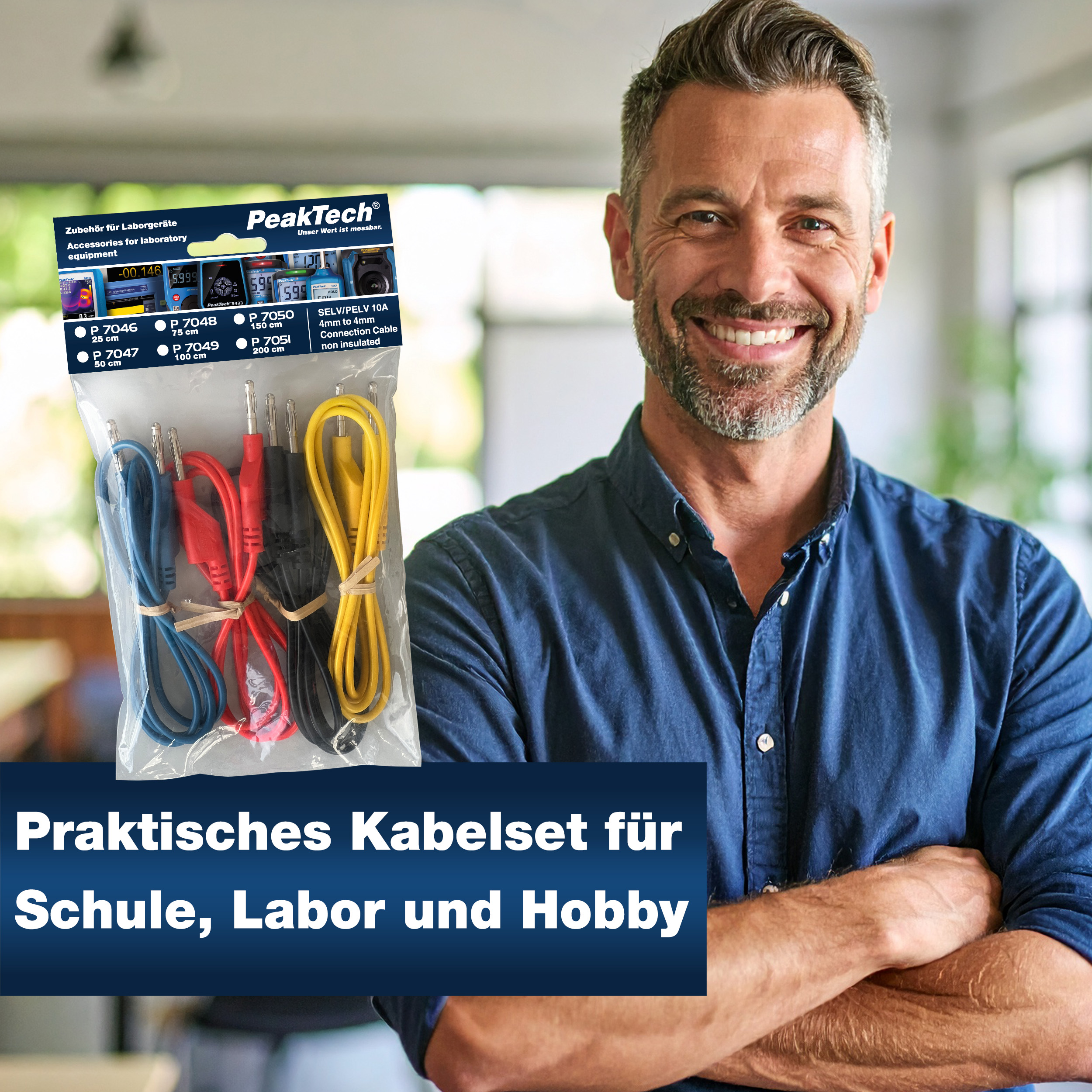 «PeakTech® P 7046» Juego de 4 cables de prueba (25 cm) para fuentes de alimentación «PeakTech® P 7046» Juego de 4 cables de prueba (25 cm) para fuentes de alimentación