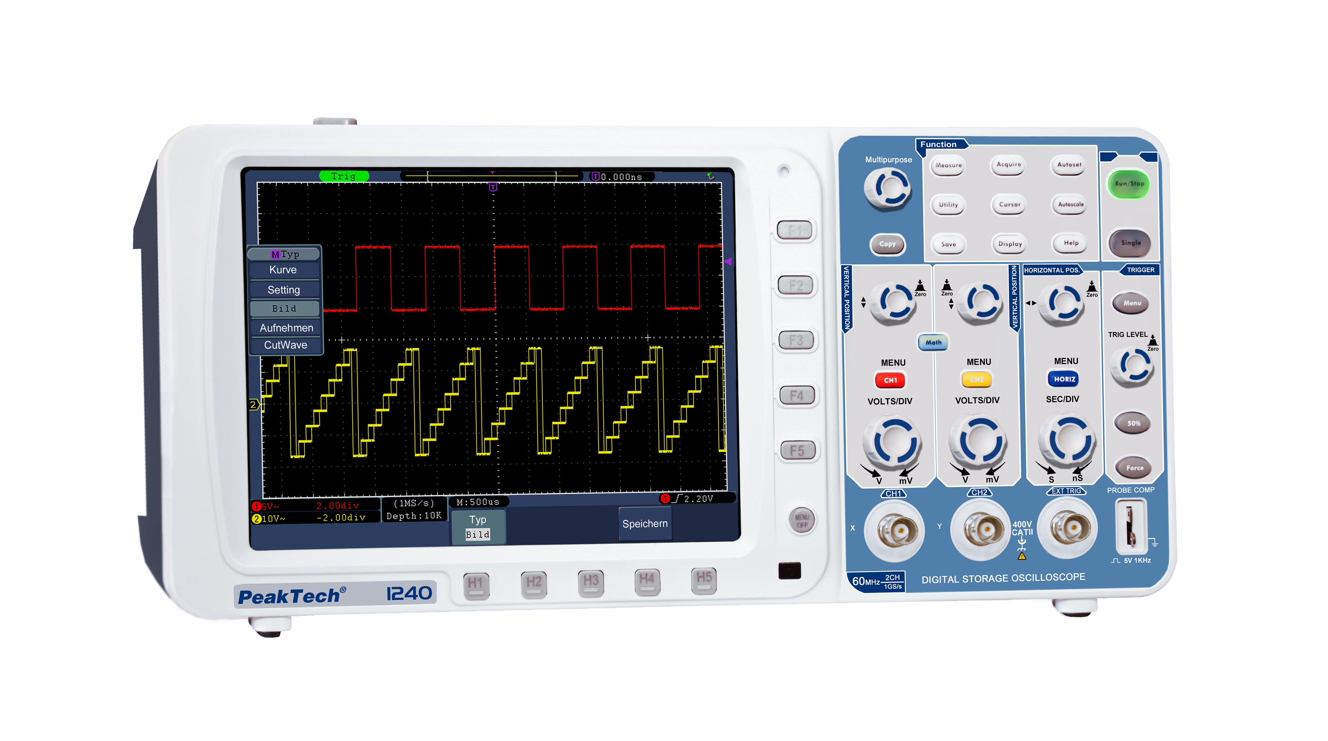 «PeakTech® P 1240» 60 MHz/2CH, 500MSa/s, Digital Storage Oscilloscope