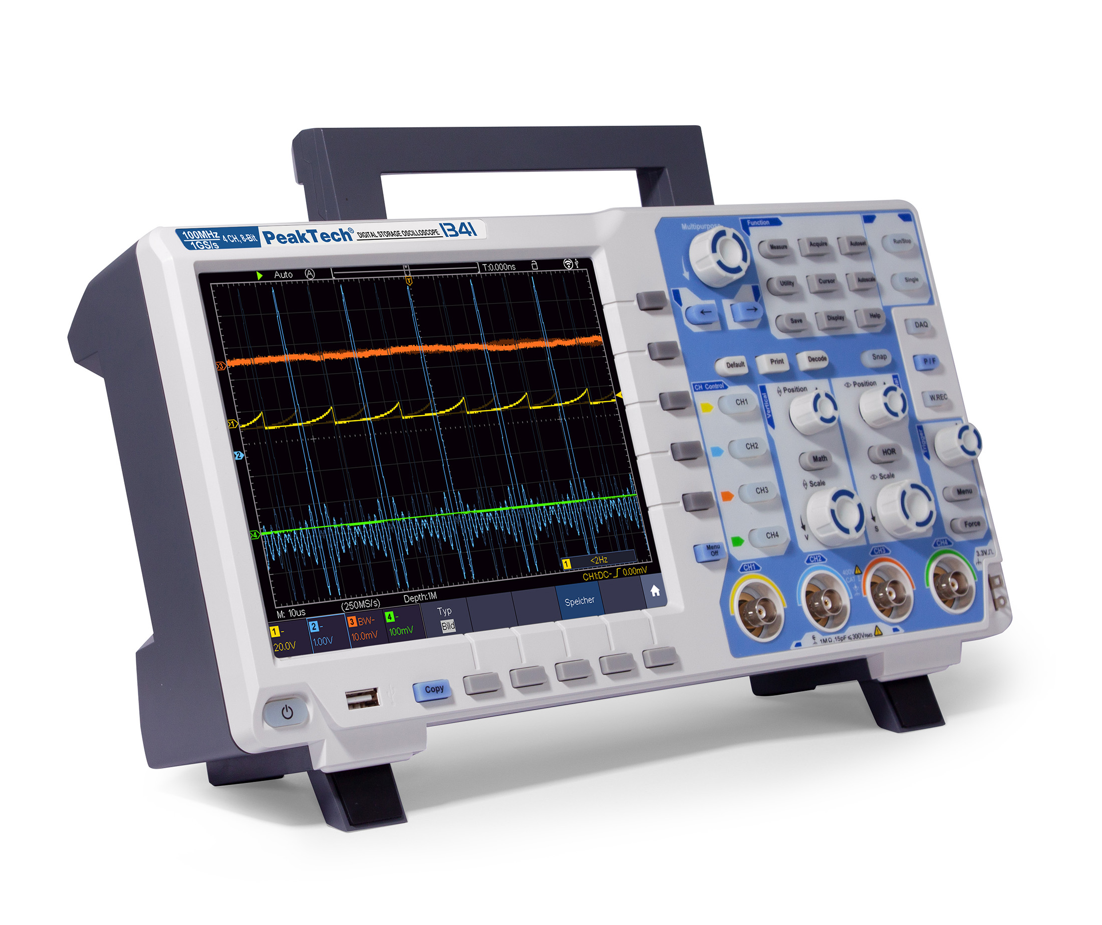 «PeakTech® P 1341» Osciloscopio Almacenaje Digital 100MHz/4CH 1GS/s