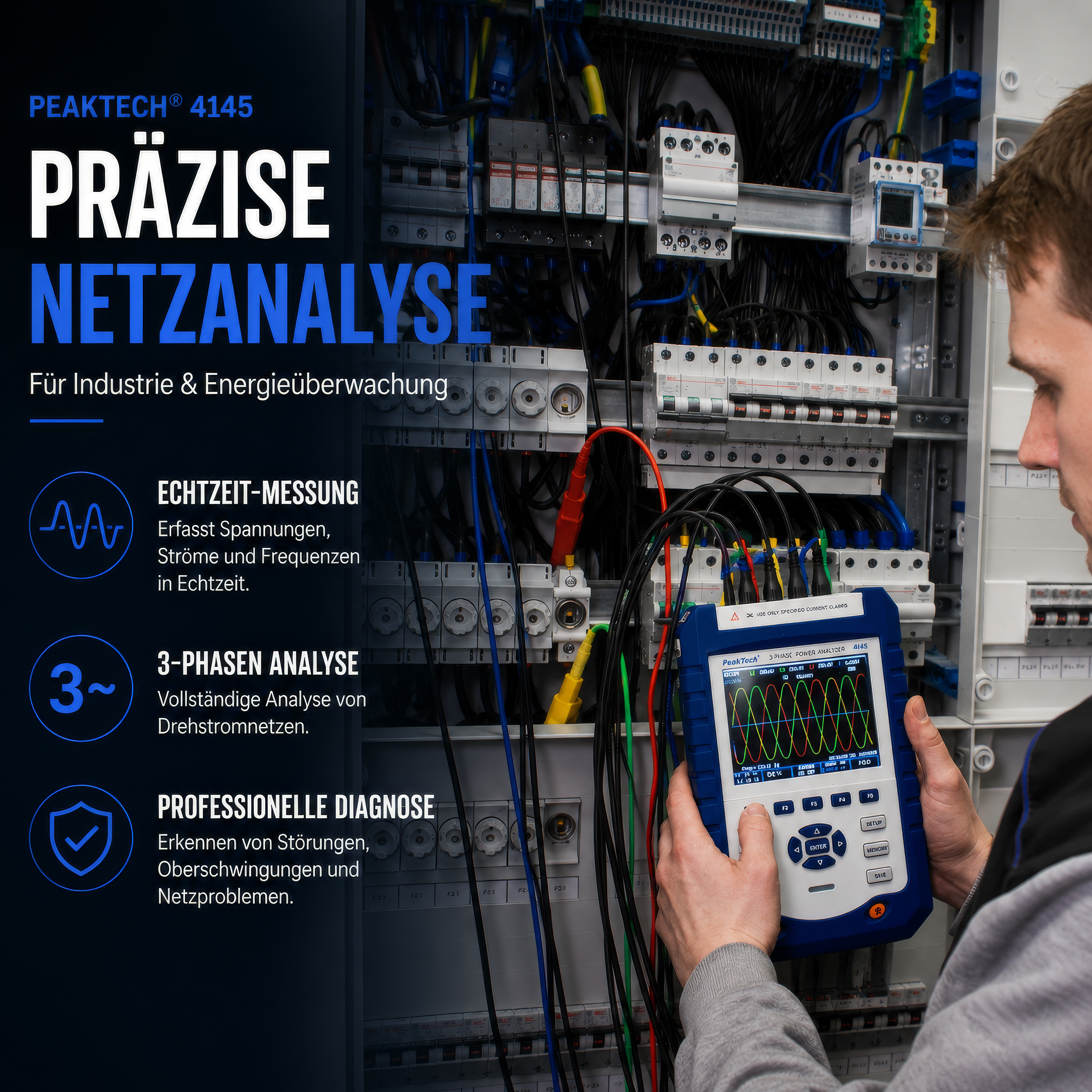 «PeakTech® P 4145» Power analyzer with RS-232 C interface