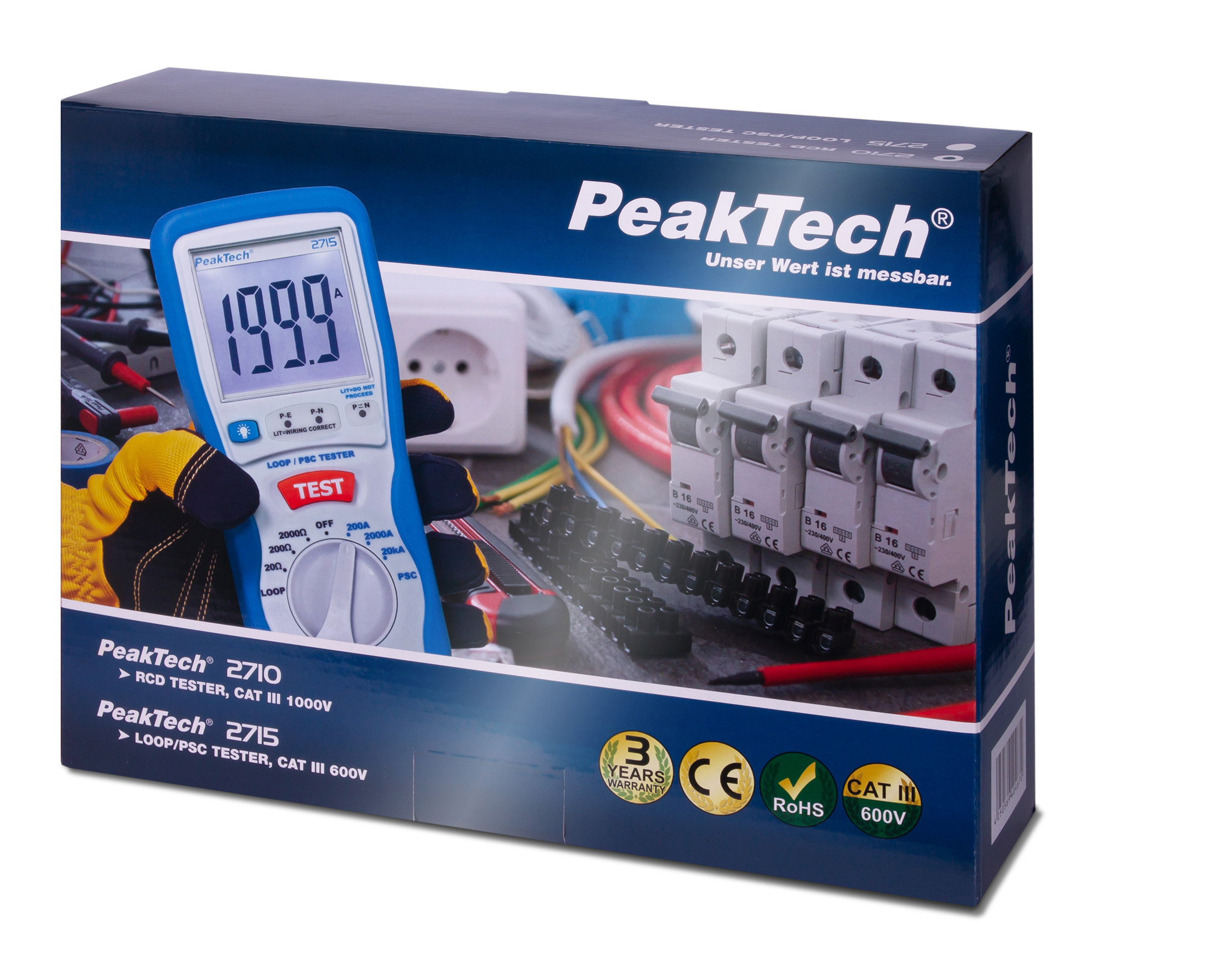 «PeakTech® P 2715» Digital LOOP / PSC loop impedance tester