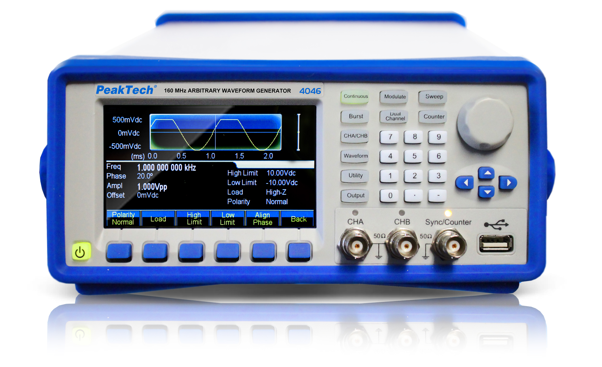 «PeakTech® P 4046» Generador Arbitrario de Funciones 2 Ch 1µHz-160MHz