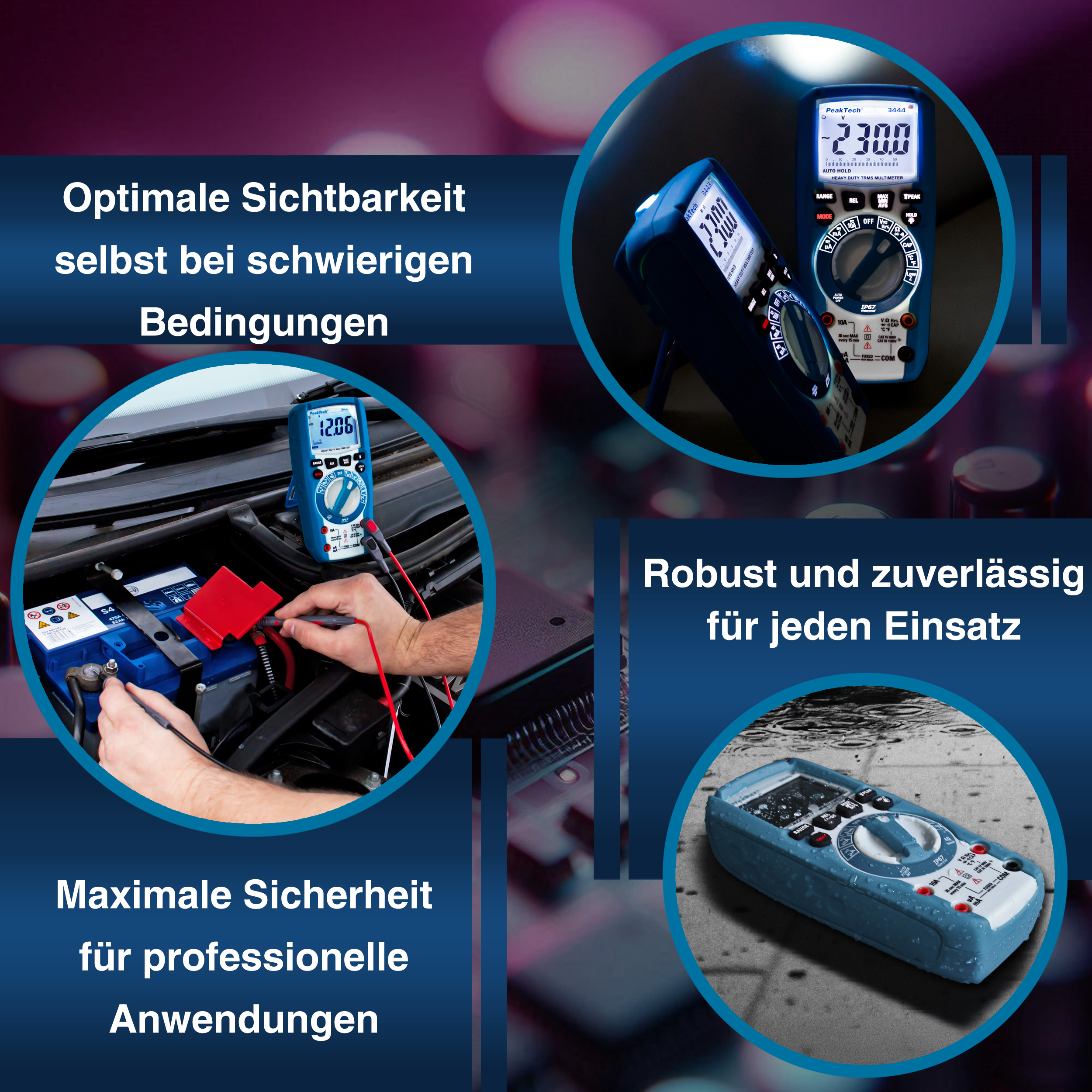 «PeakTech® P 3443» Multímetro Digital 6000 cuentas, IP67