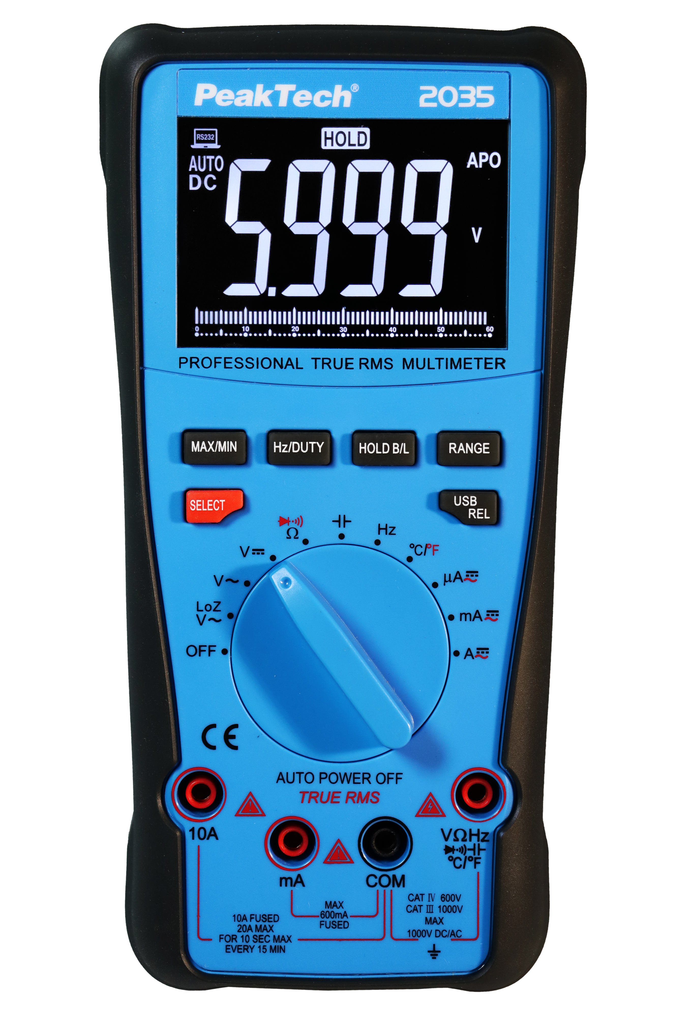 «PeakTech® P 2035» True RMS 1000V Digital Multimeter 6000 Counts, USB