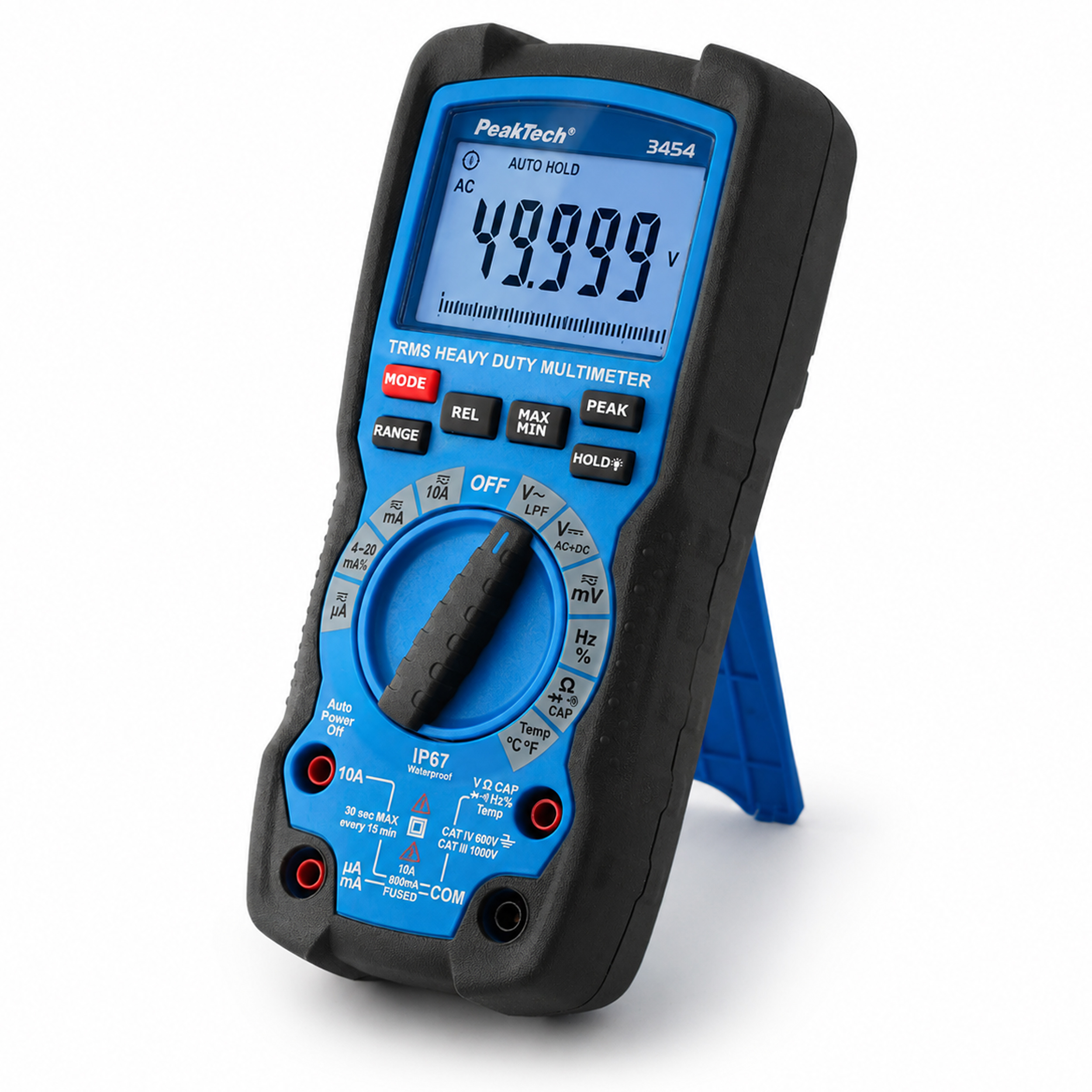 «PeakTech® P 3454» Heavy Duty Multimeter ~ 50.000 Counts LCD ~1000V AC/DC with TrueRMS, IP67