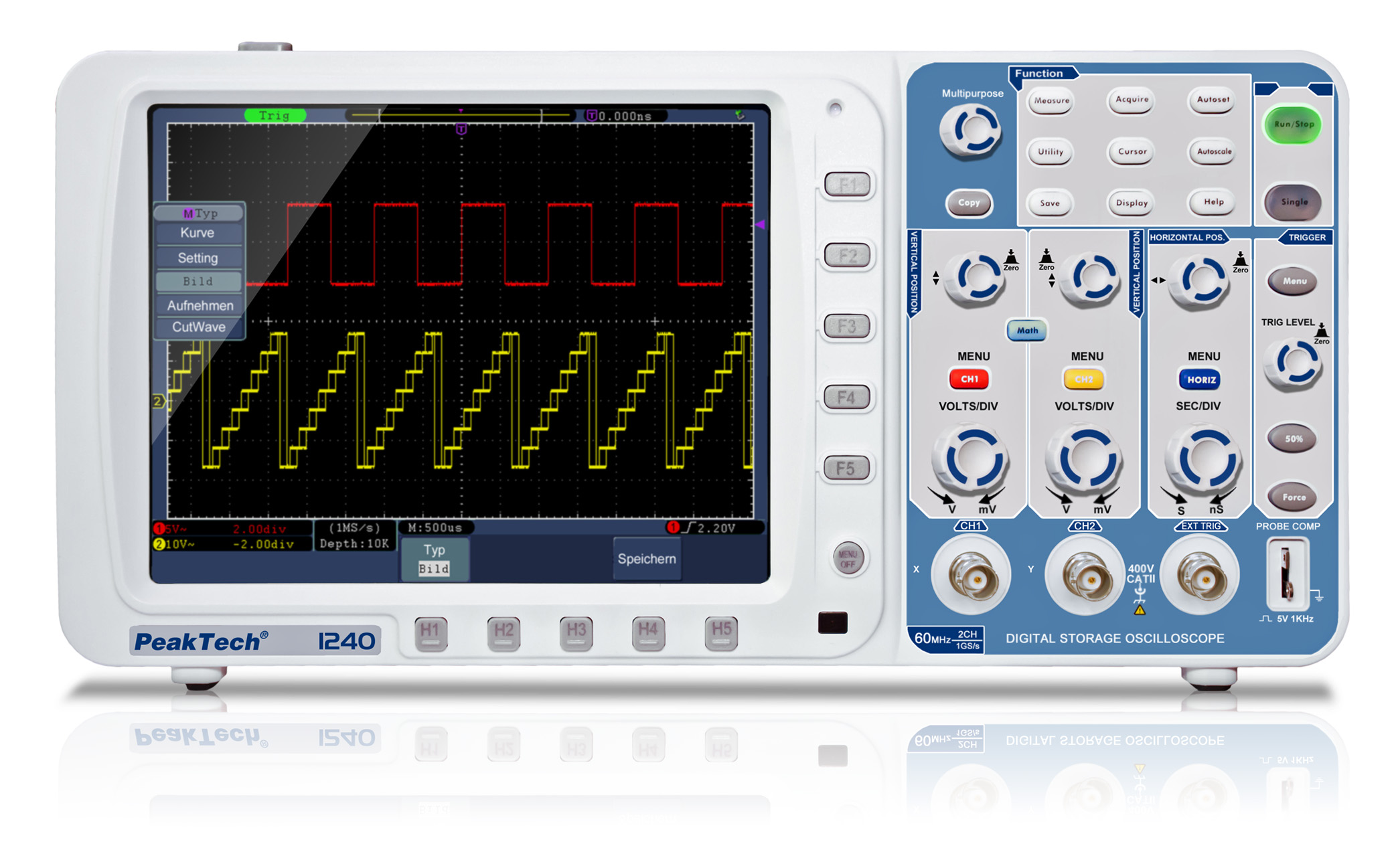 «PeakTech® P 1240» Osciloscopio Almacenaje Digital 60MHz/2CH 500MSa/s