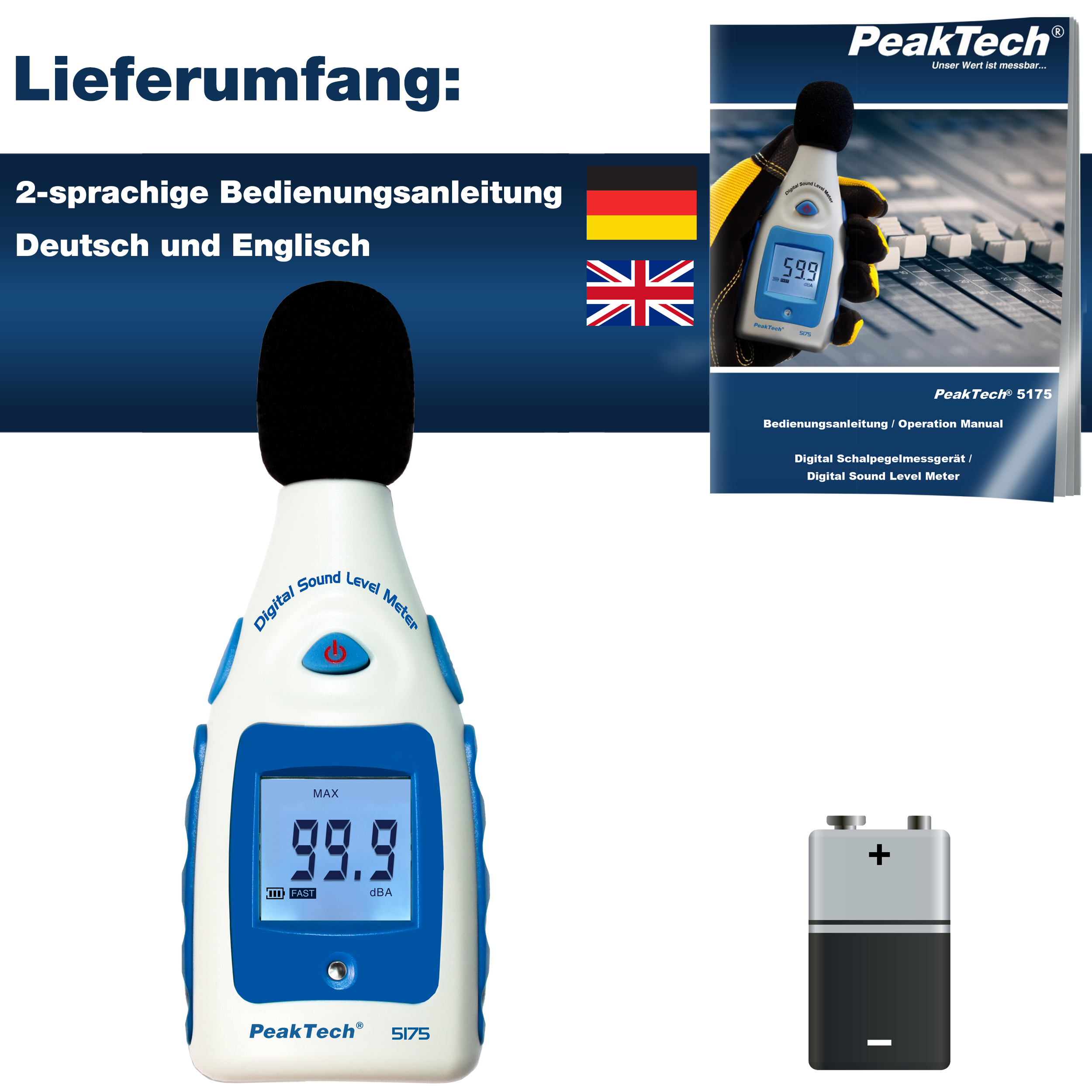 «PeakTech® P 5175» Sound Level Meter, 40...130 dBA