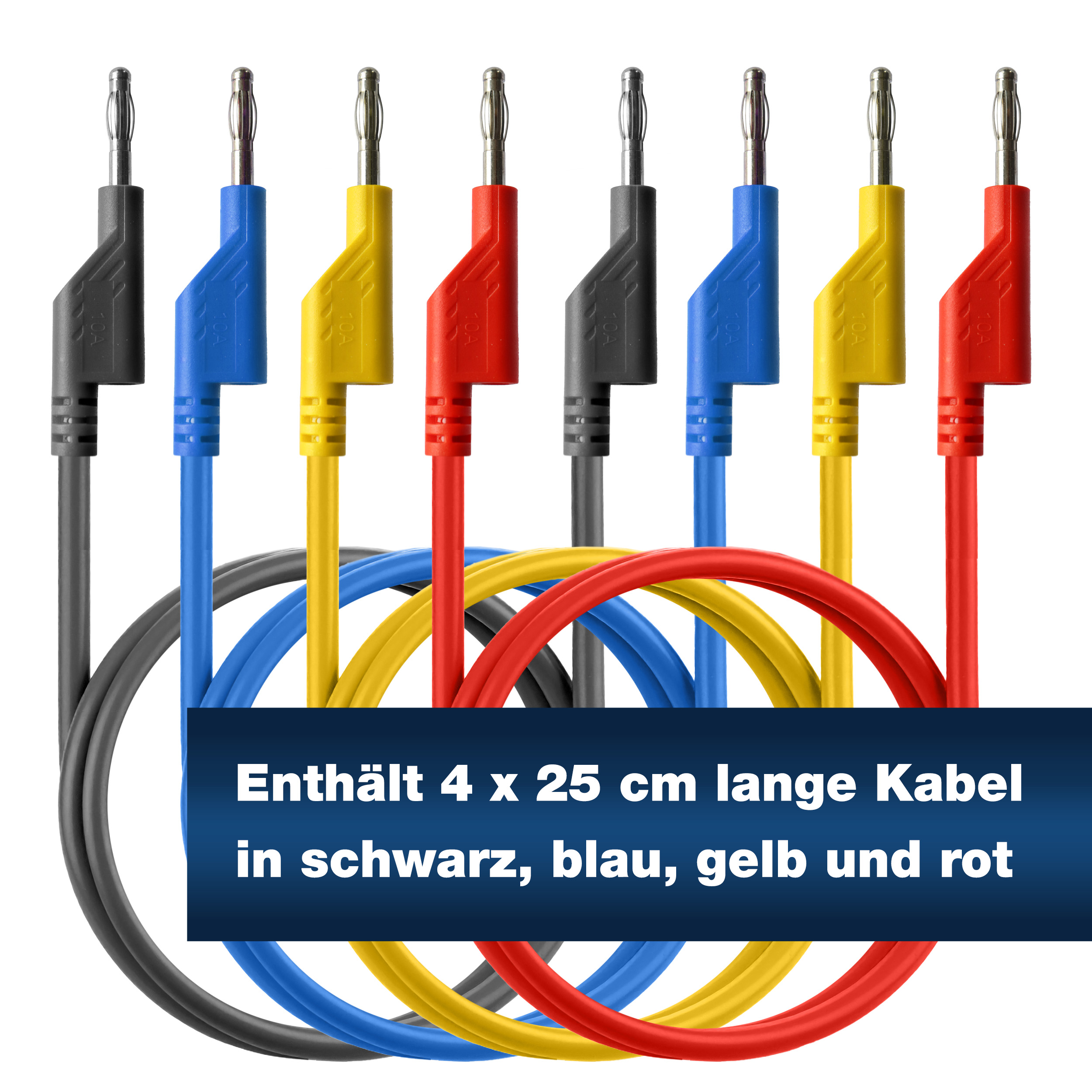 «PeakTech® P 7046» Juego de 4 cables de prueba (25 cm) para fuentes de alimentación «PeakTech® P 7046» Juego de 4 cables de prueba (25 cm) para fuentes de alimentación