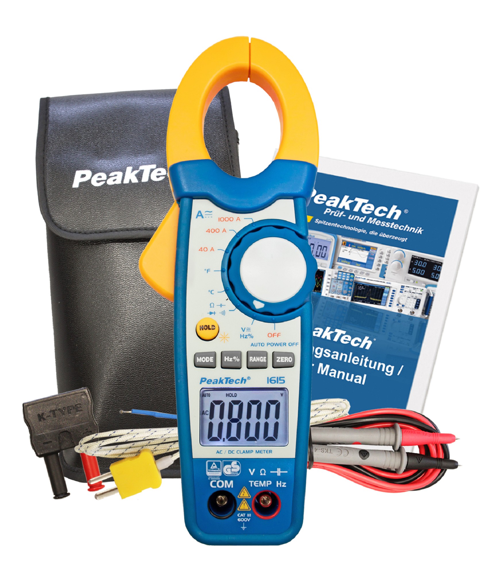 «PeakTech® P 1625» TrueRMS clamp meter 4,000 counts 1000 A AC/DC