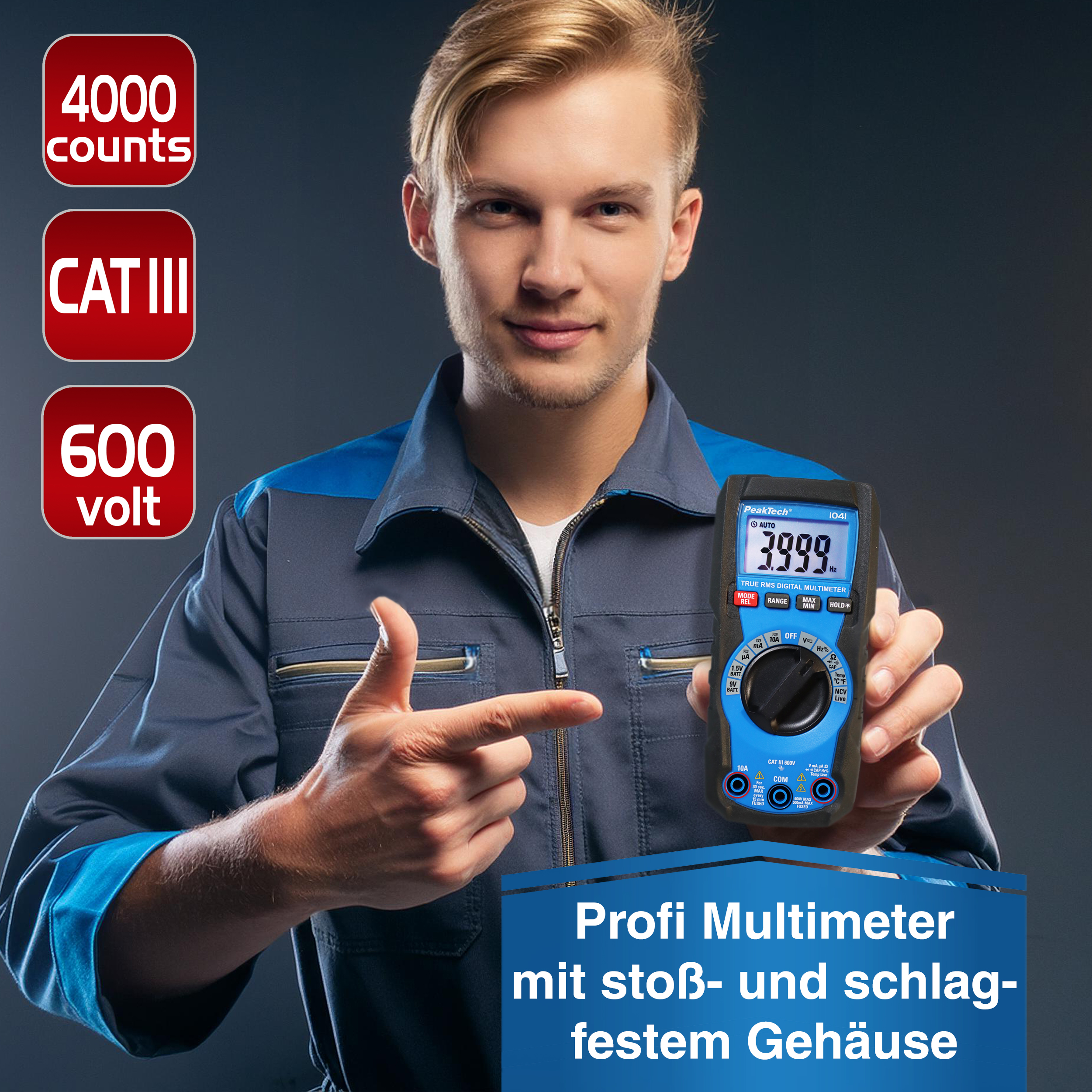 «PeakTech® P 1041» Multimètre TrueRMS 4000 compteur gamme automatique