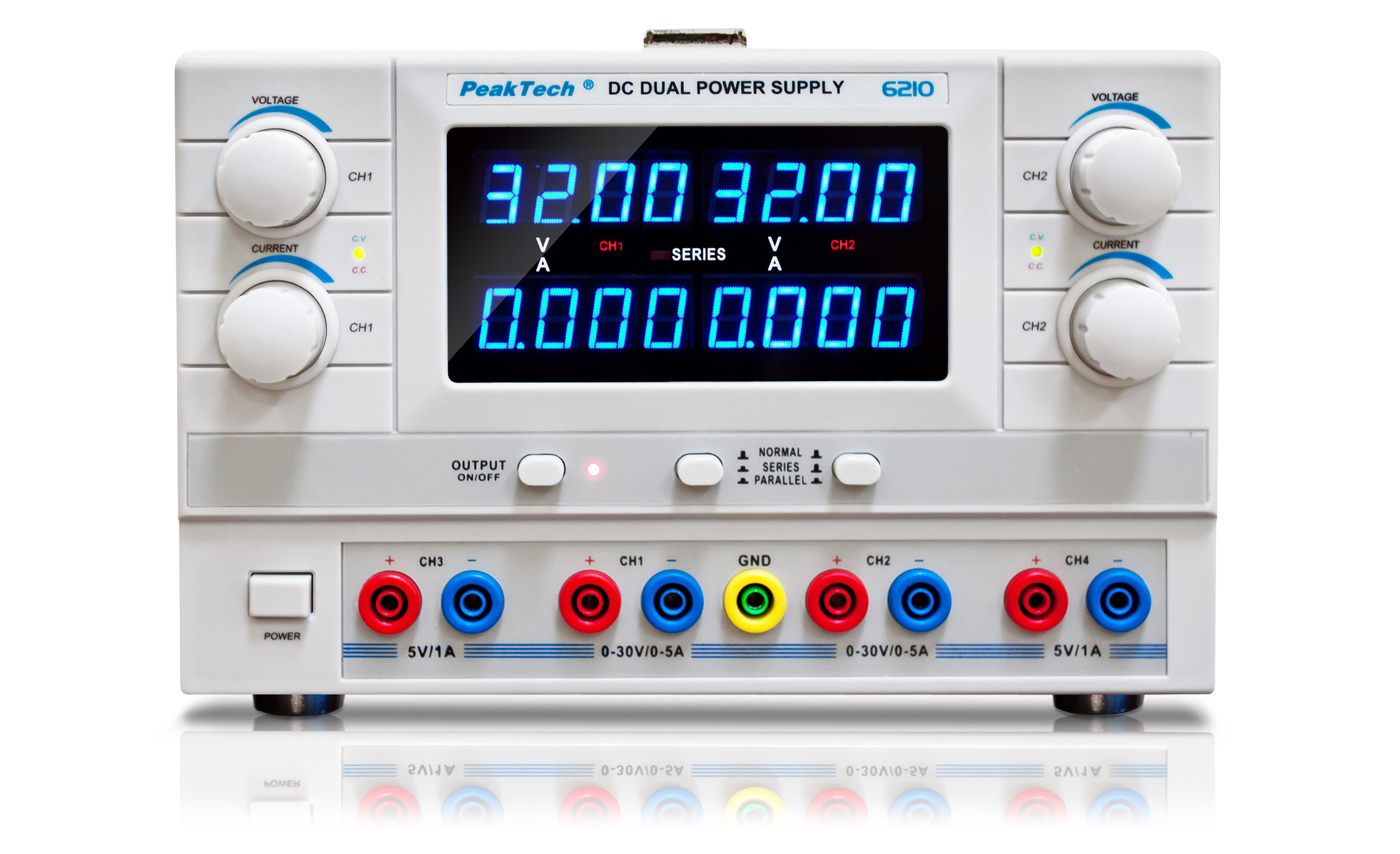 «PeakTech® P 6210» Digital Power Supply with 4 voltage outputs