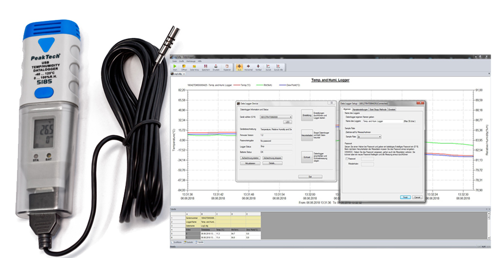 «PeakTech® P 5185» USB-Datalogger Temperatur und Luftfeuchtigkeit