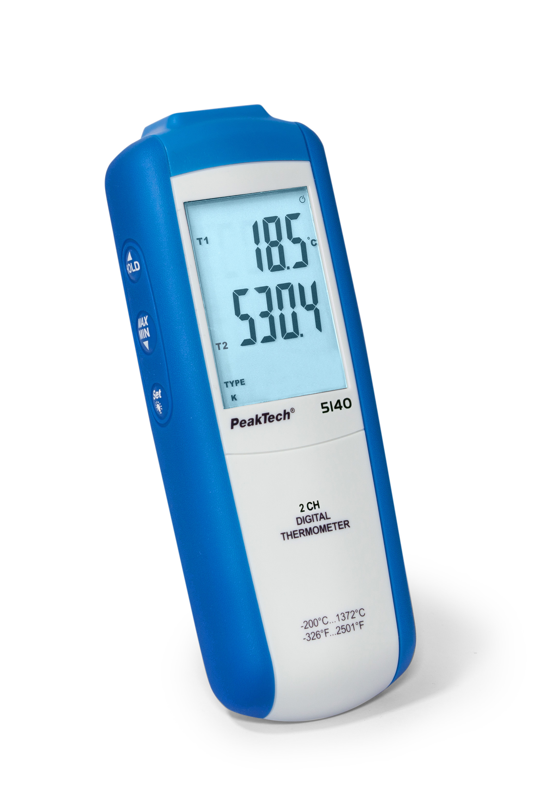 «PeakTech® P 5140» Digital-Thermometer 2 CH, -200...+1372°C