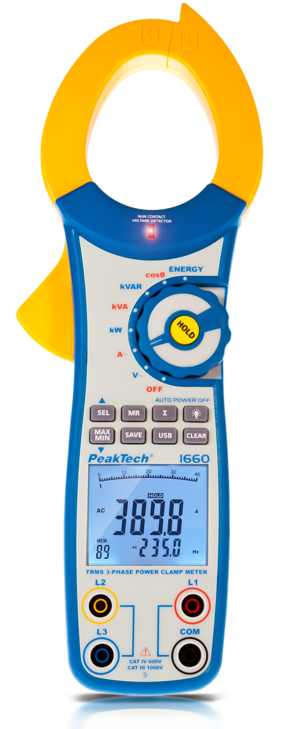 «PeakTech® P 1660» Misuratore di potenza 1000 A AC fino a 750 kW