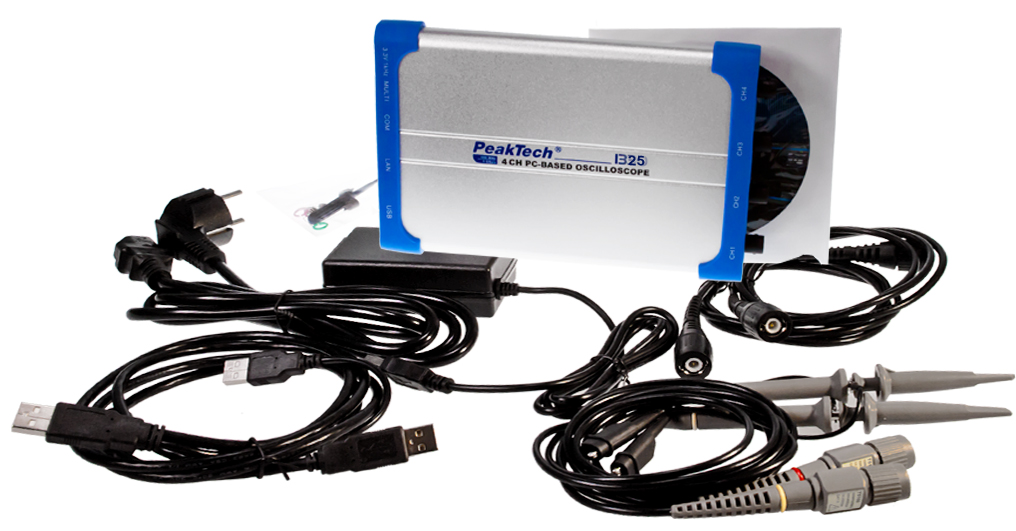 «PeakTech® P 1325» 60 MHz / 4 CH, 500 MS/s PC oscilloscope, USB & LAN