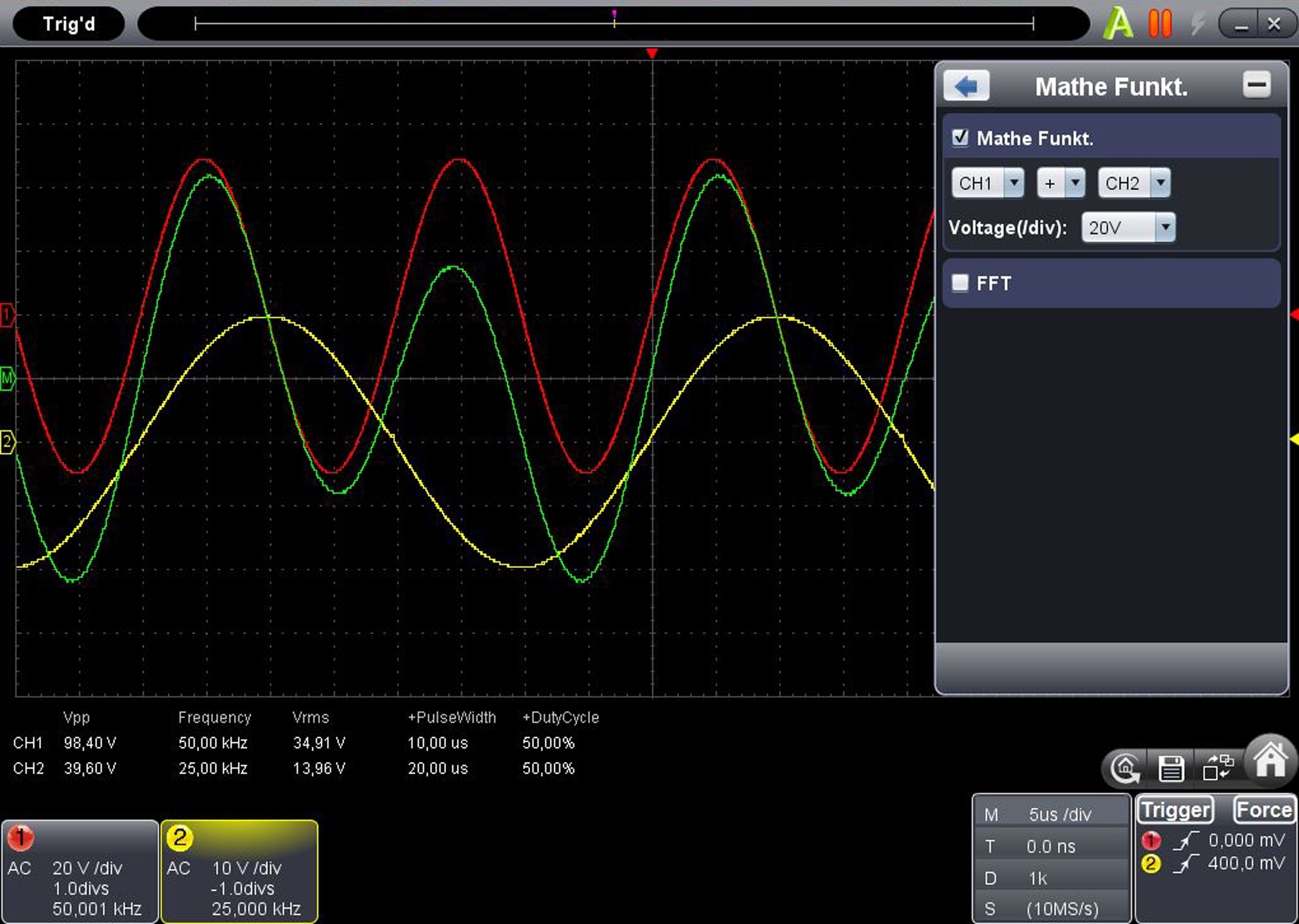 «PeakTech® P 1290» 20 MHz / 1 CH, 100 MS/s PC oscilloscope with USB