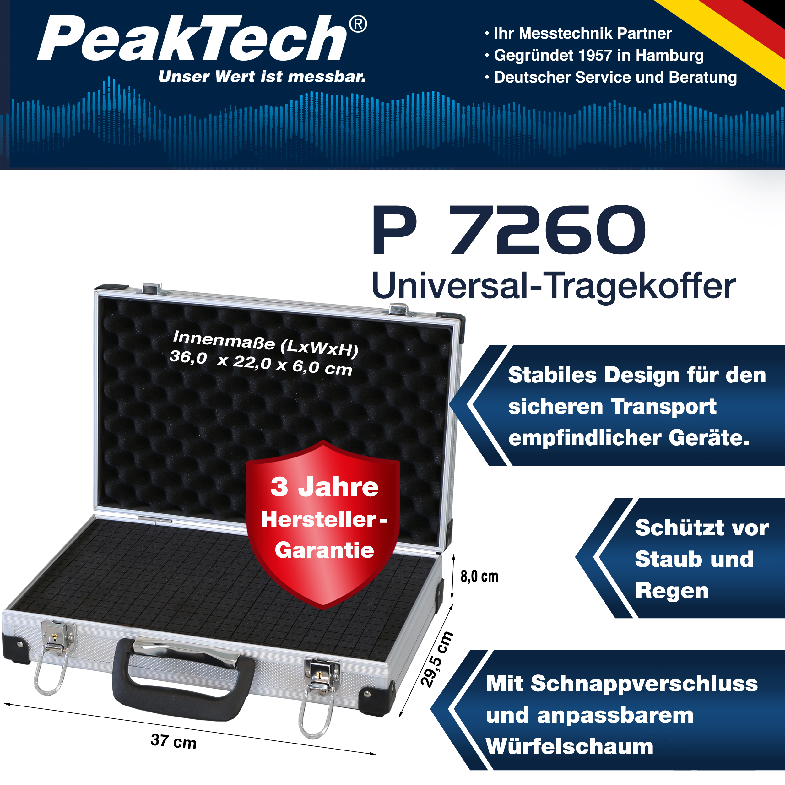 «PeakTech® P 7260» Estuche de Transporte para Instrumentos de Medida