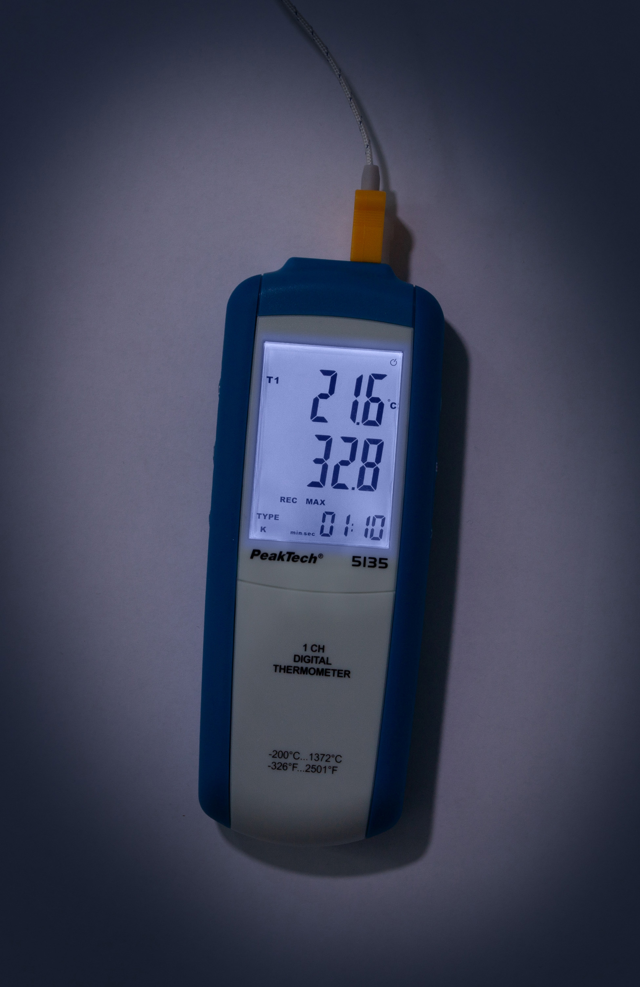 «PeakTech® P 5135» Digital-Thermometer, 1-Kanal, -200...+1372°C