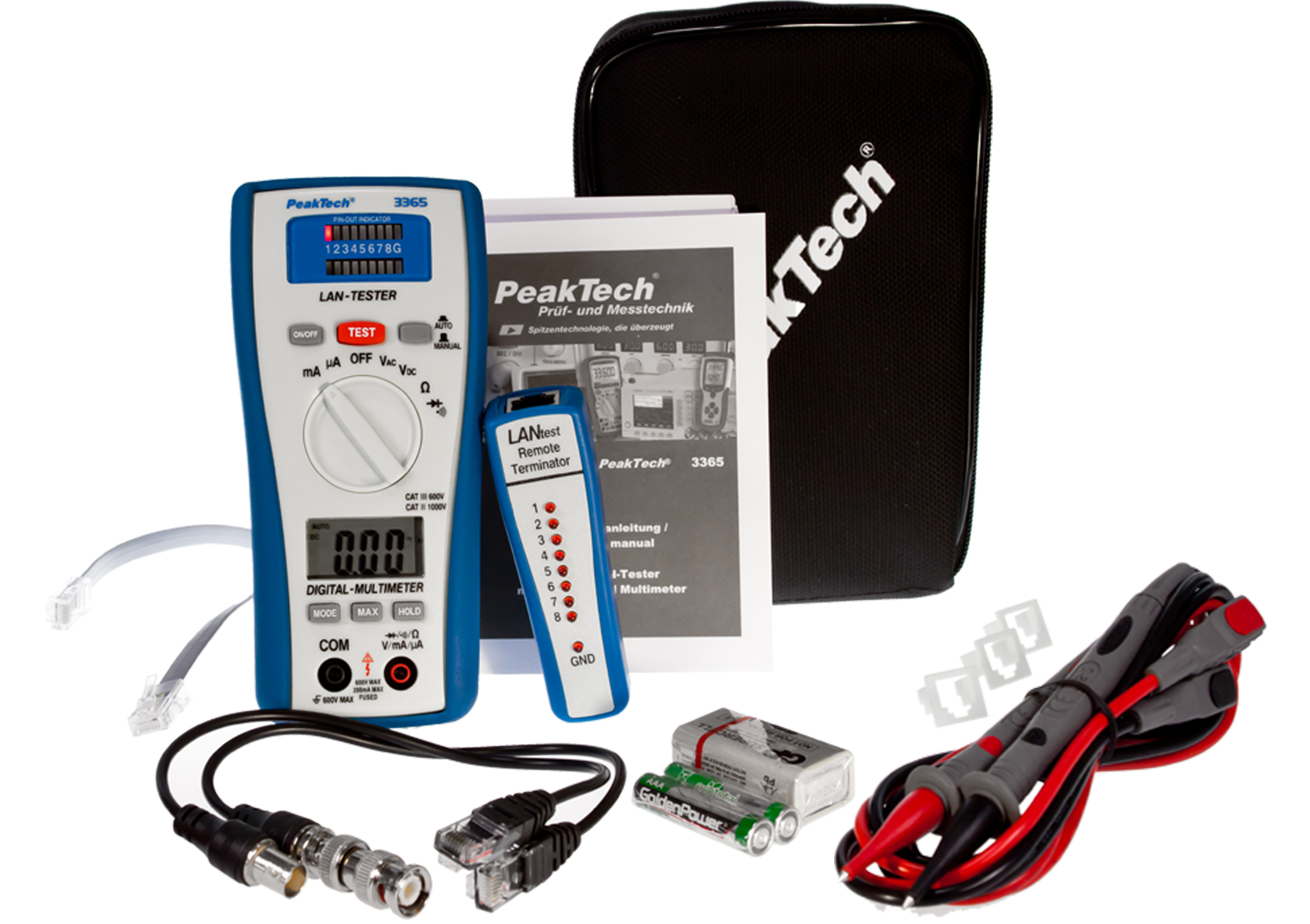 «PeakTech® P 3365» Digital multimeter, 2,000 counts, with LAN tester