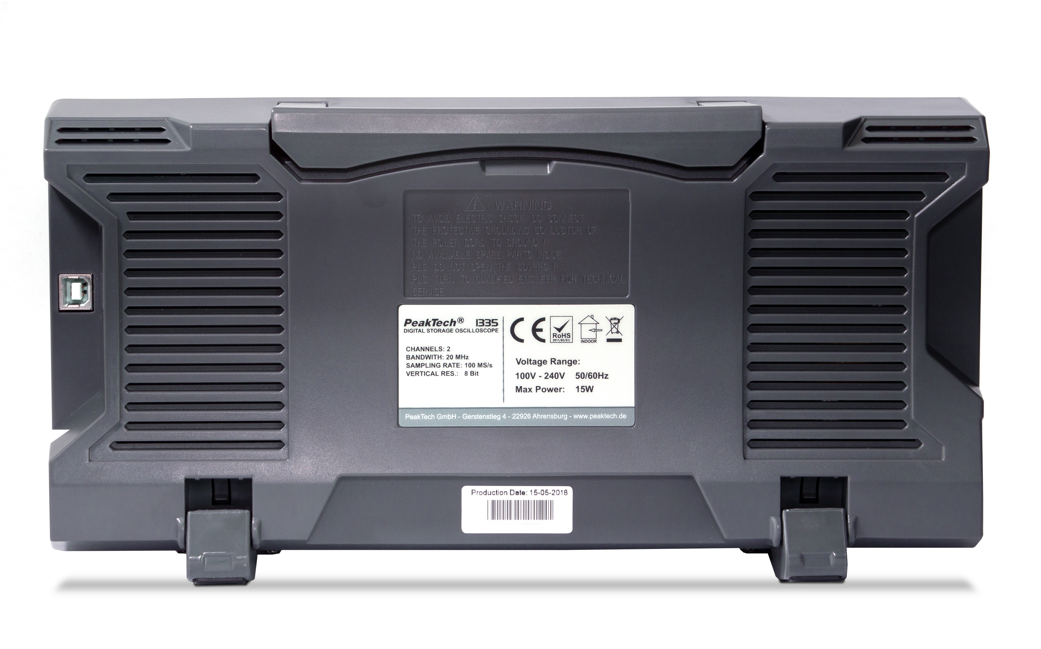 «PeakTech® P 1335» 20 MHz/2 CH, 100 MS/s digital storage oscilloscope