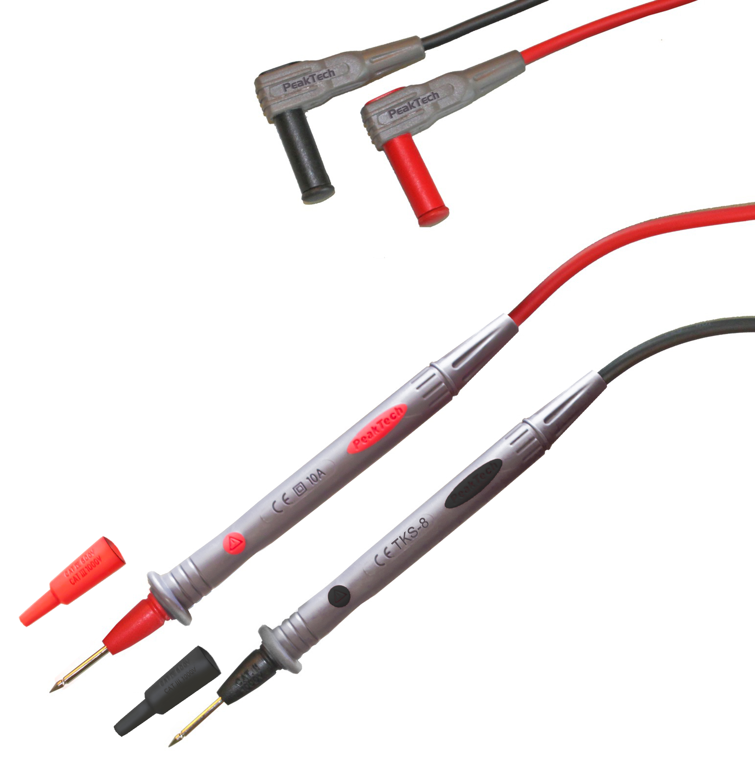 «PeakTech® TKS-8» Test Leads with 2 mm probe tip and sleeves