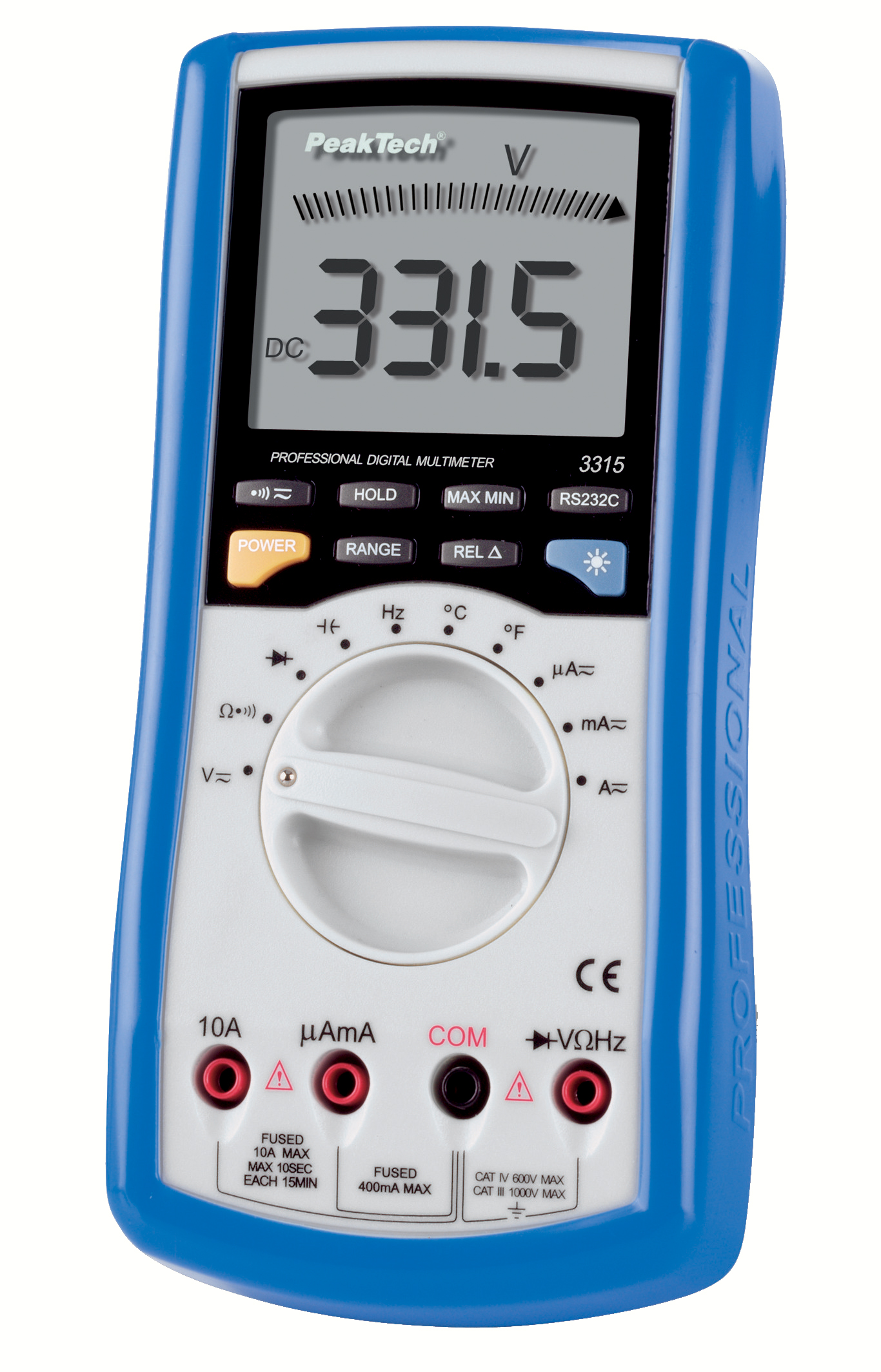 «PeakTech® P 3315» Digital Multimeter ~ 4.000 Counts ~ 600V AC/DC ~ 10A AC/DC with USB / RS-232