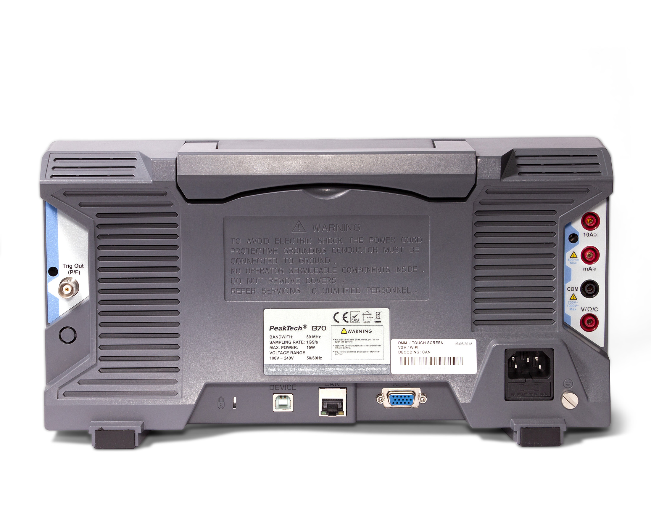 «PeakTech® P 1370» 60 MHz / 4 CH, 1 GS/s touchscreen oscilloscope