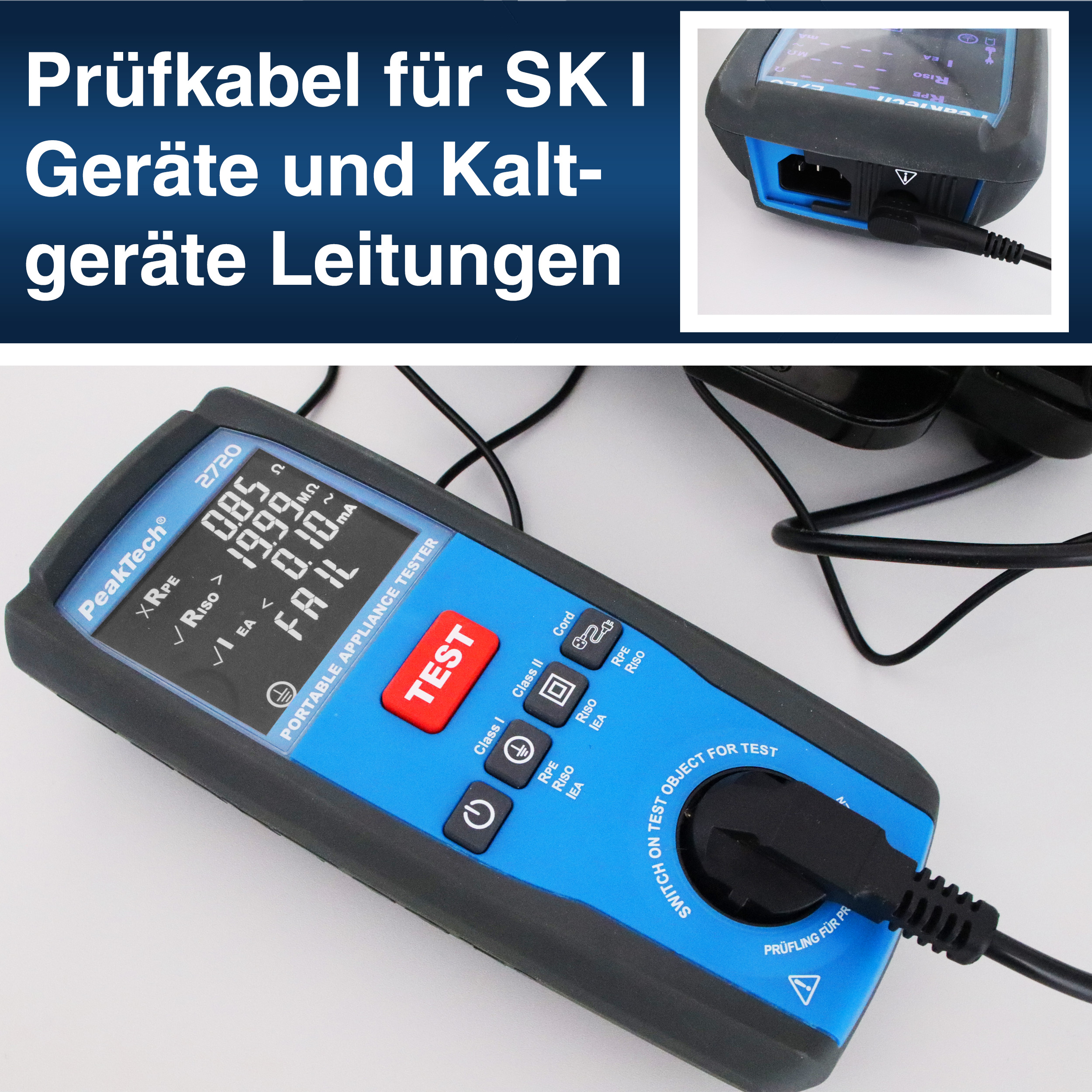 «PeakTech® P 2720» PAT-Tester für ortsveränderliche Geräte 