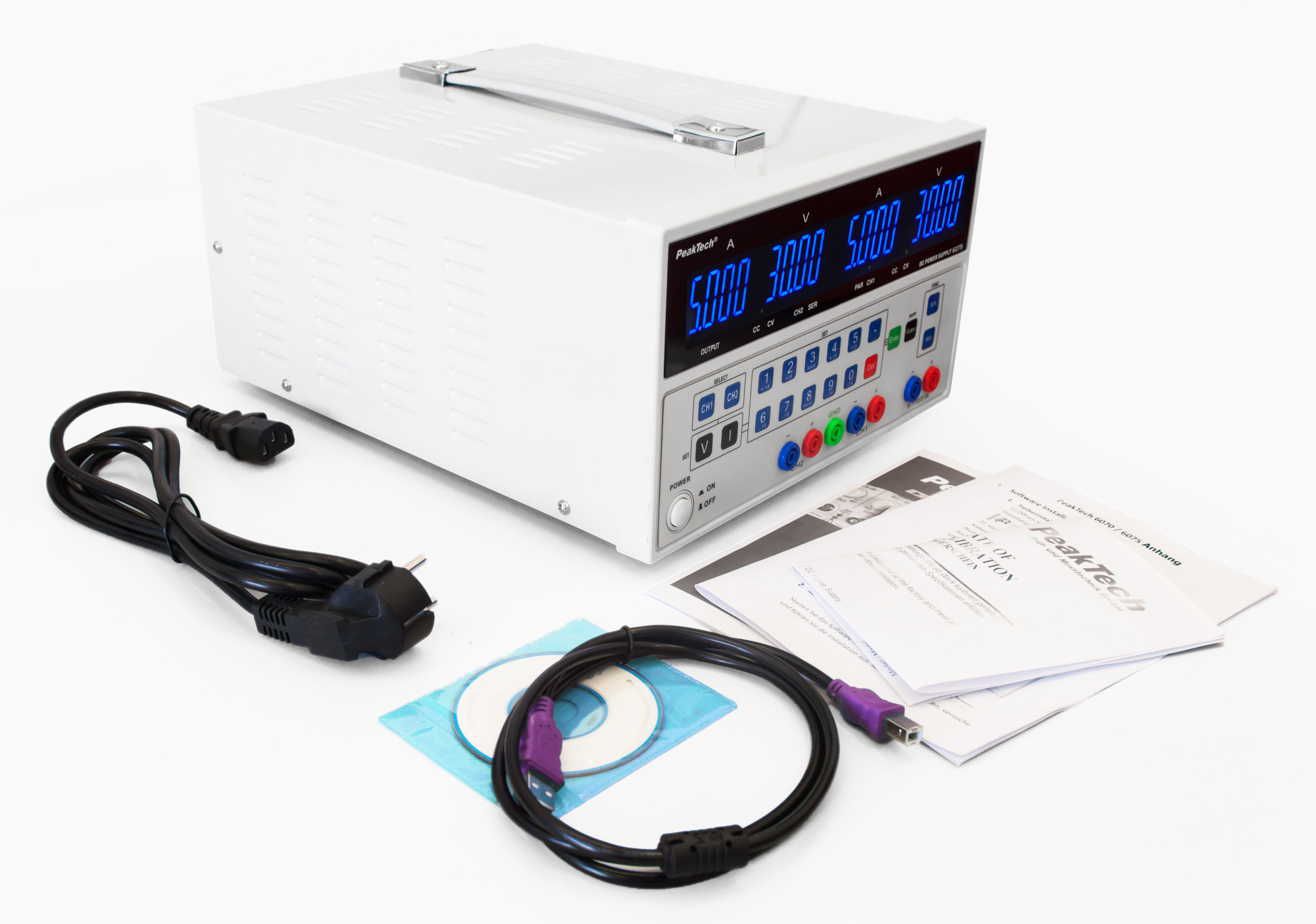 «PeakTech® P 6075» Digital Laboratory Power Supply with USB