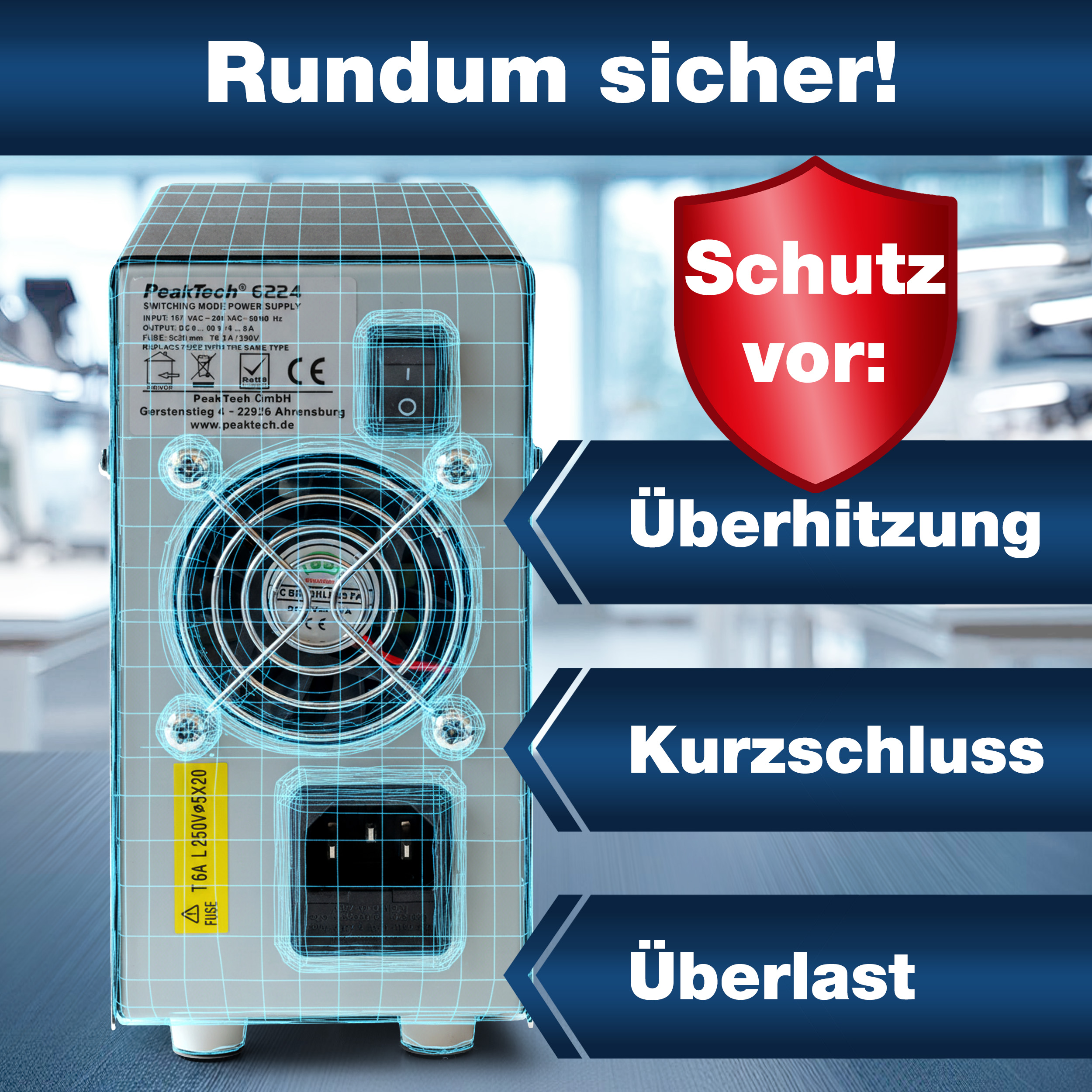 «PeakTech® P 6224» Alimentation à découpage CC 0 - 60 V / 0 - 5 A