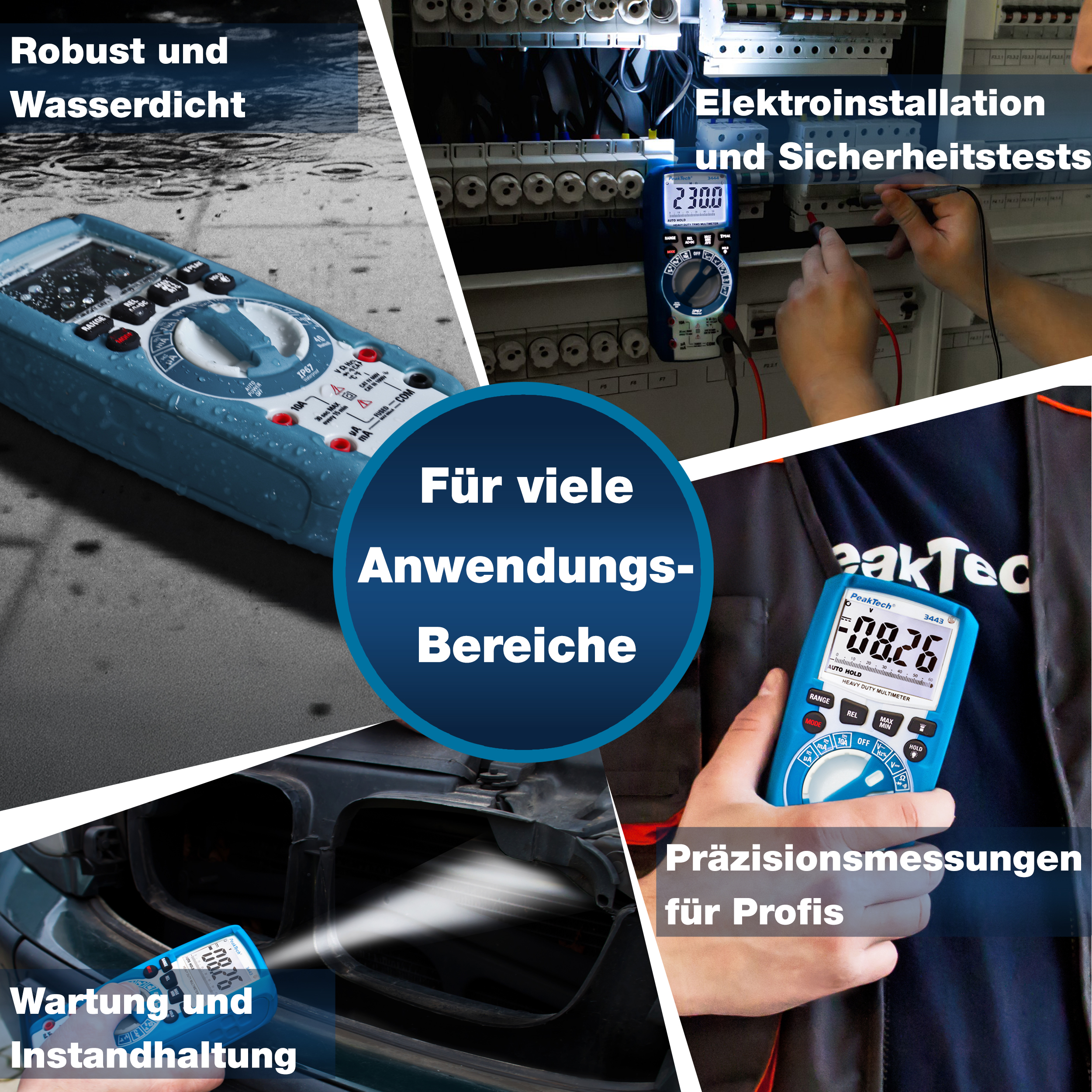 «PeakTech® P 3443» Multímetro Digital 6000 cuentas, IP67