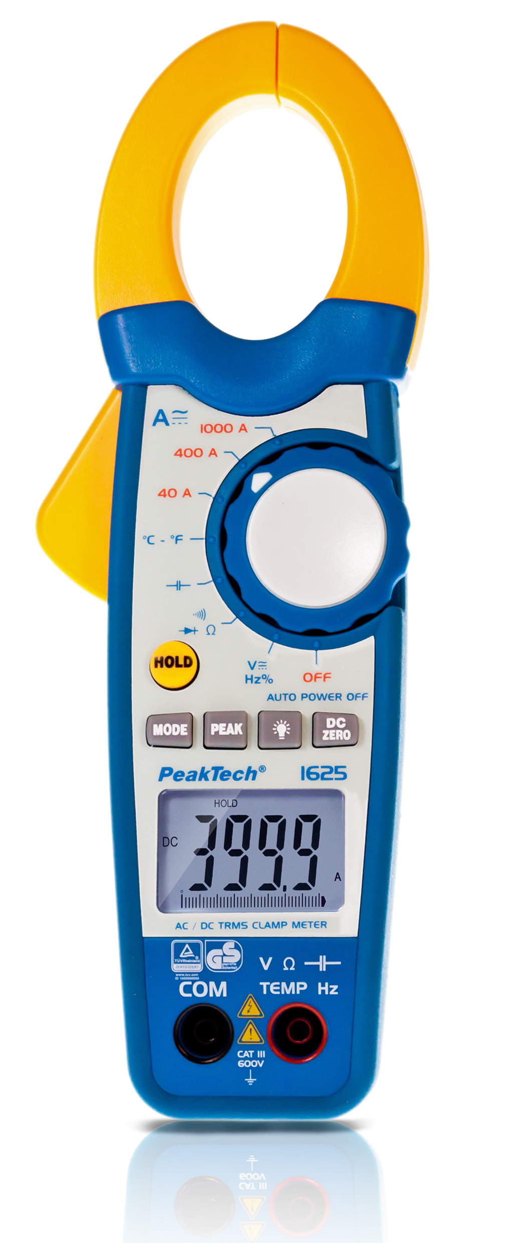 «PeakTech® P 1625» TrueRMS clamp meter 4,000 counts 1000 A AC/DC