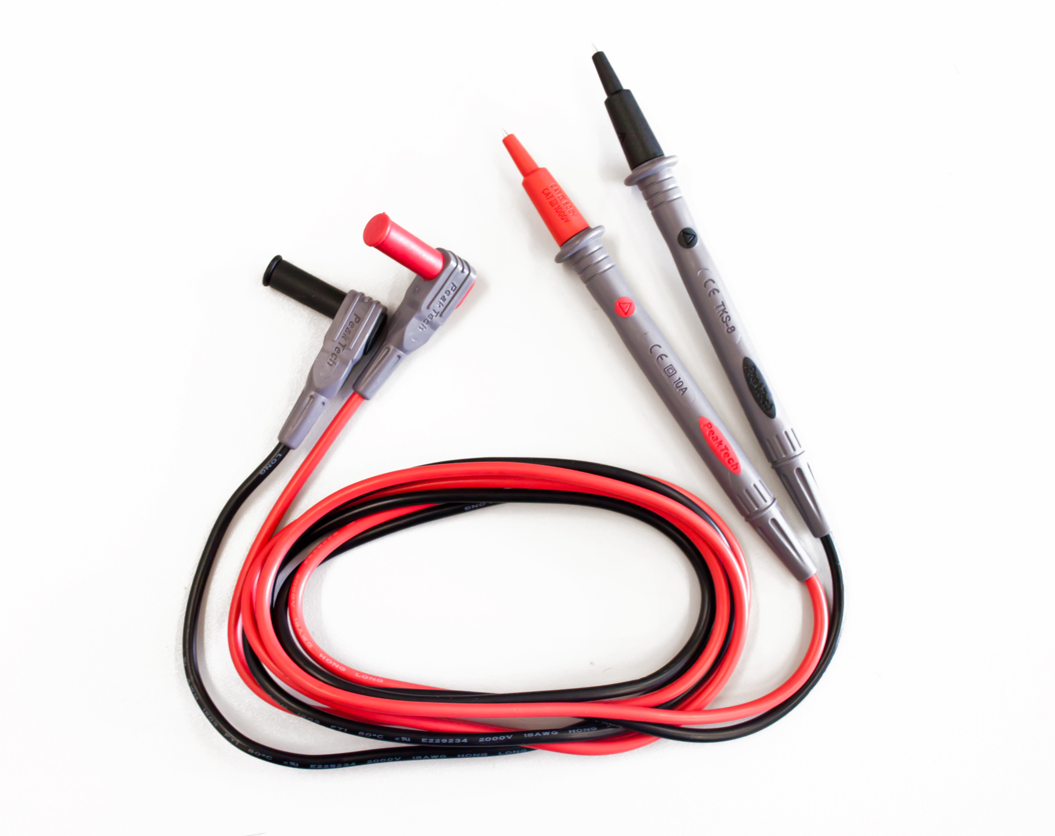 «PeakTech® TKS-8» Test Leads with 2 mm probe tip and sleeves