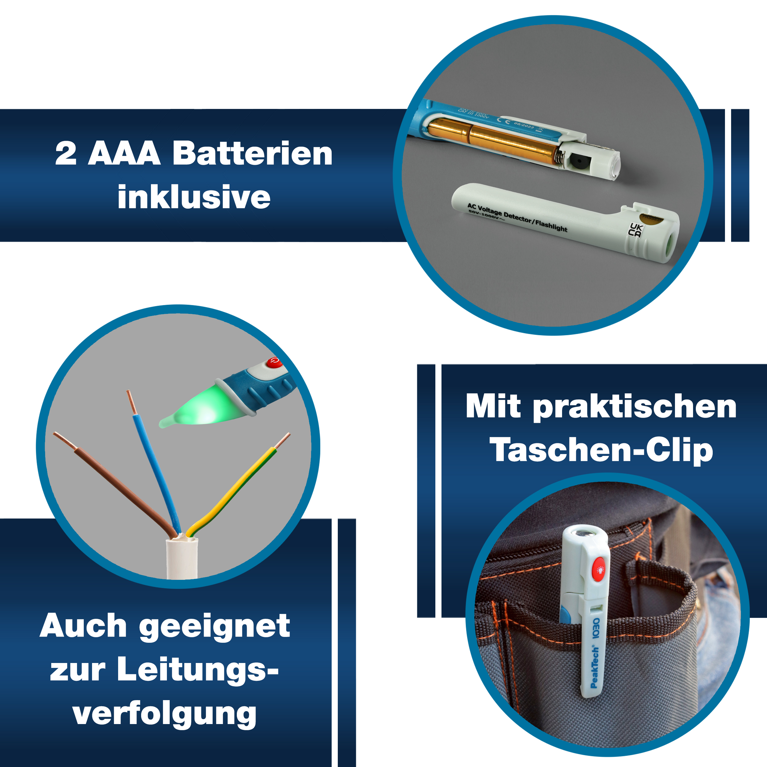 «PeakTech® P 1030» AC Voltage Detector 50 - 1000 V AC, Non-Contact