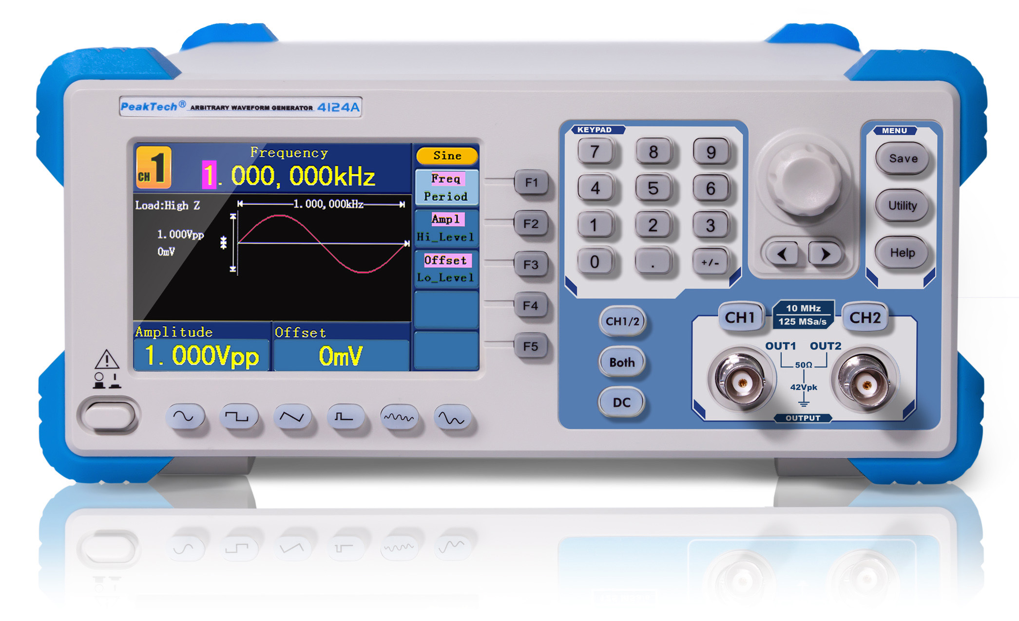 «PeakTech® P 4124 A» 2CH arbitrary function generator, 1 µHz – 10 MHz, 10W amplifier