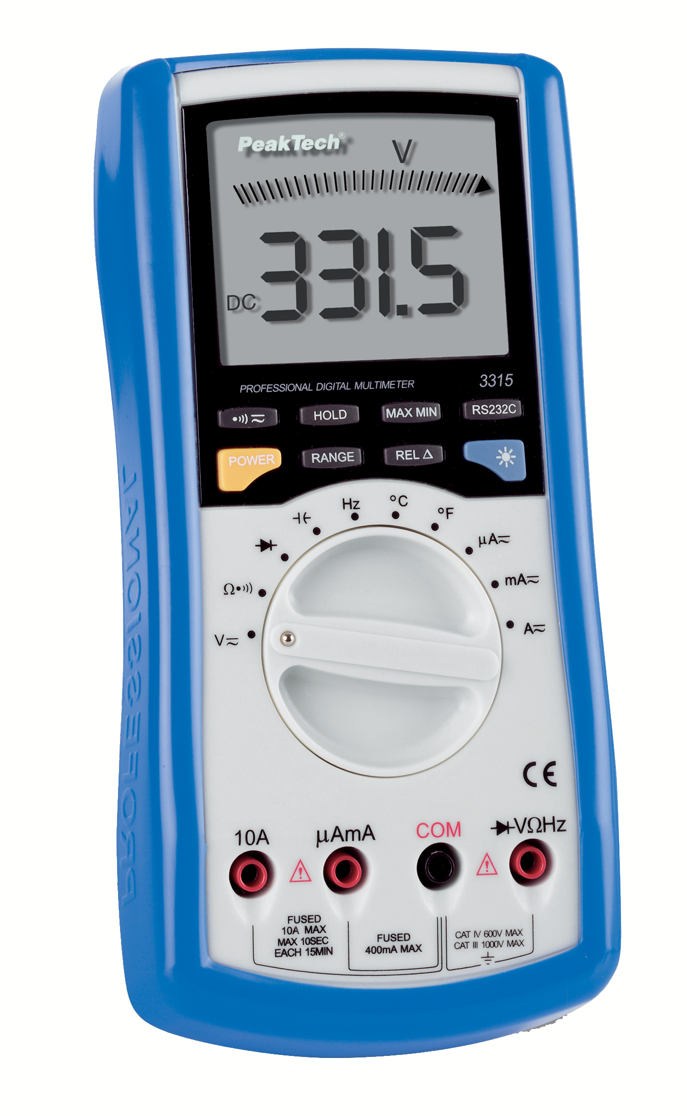 «PeakTech® P 3315» Digital Multimeter ~ 4.000 Counts ~ 600V AC/DC ~ 10A AC/DC with USB / RS-232