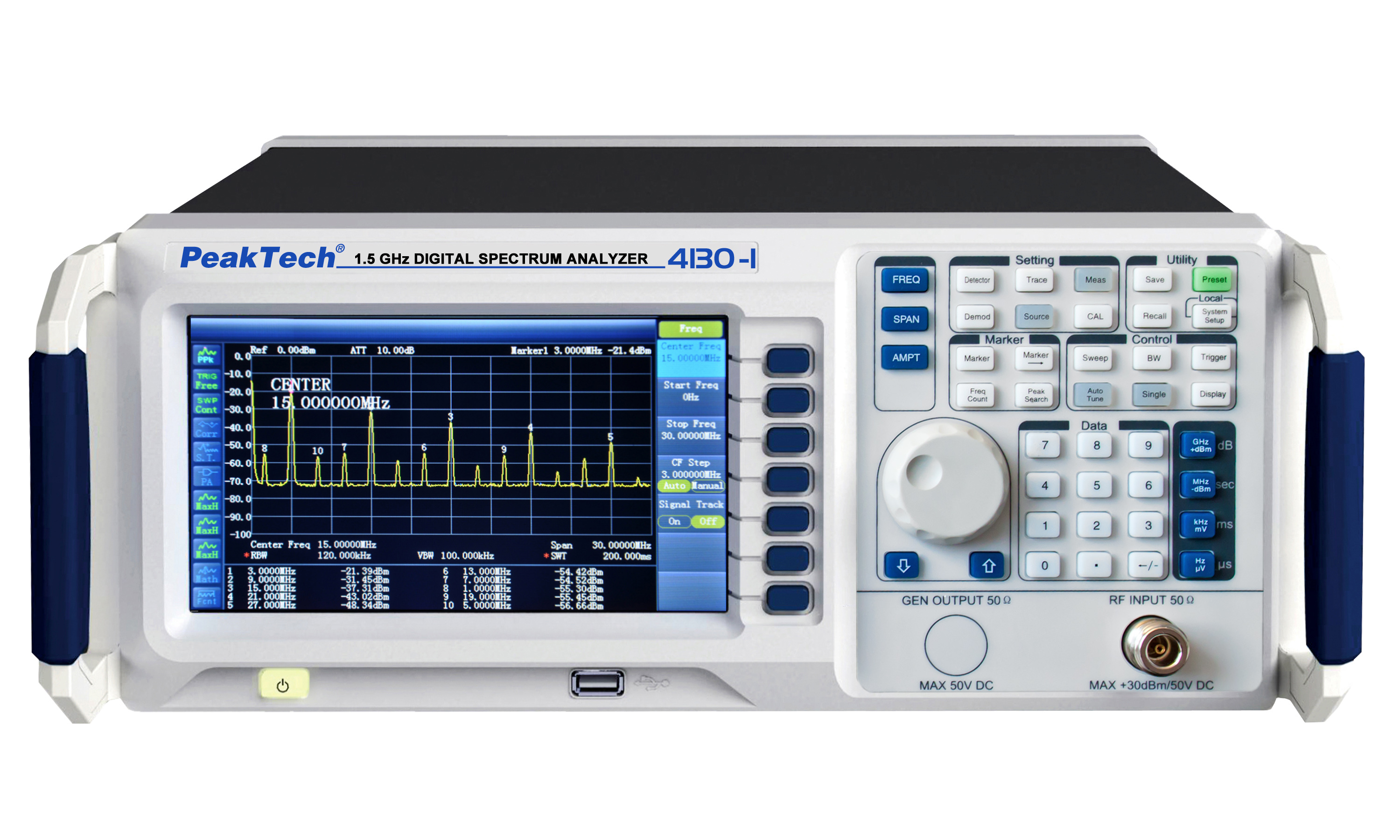 «PeakTech® P 4130-1» 1,5 GHz Spectrum Analyzer ~ mit TFT-Anzeige, LAN / USB